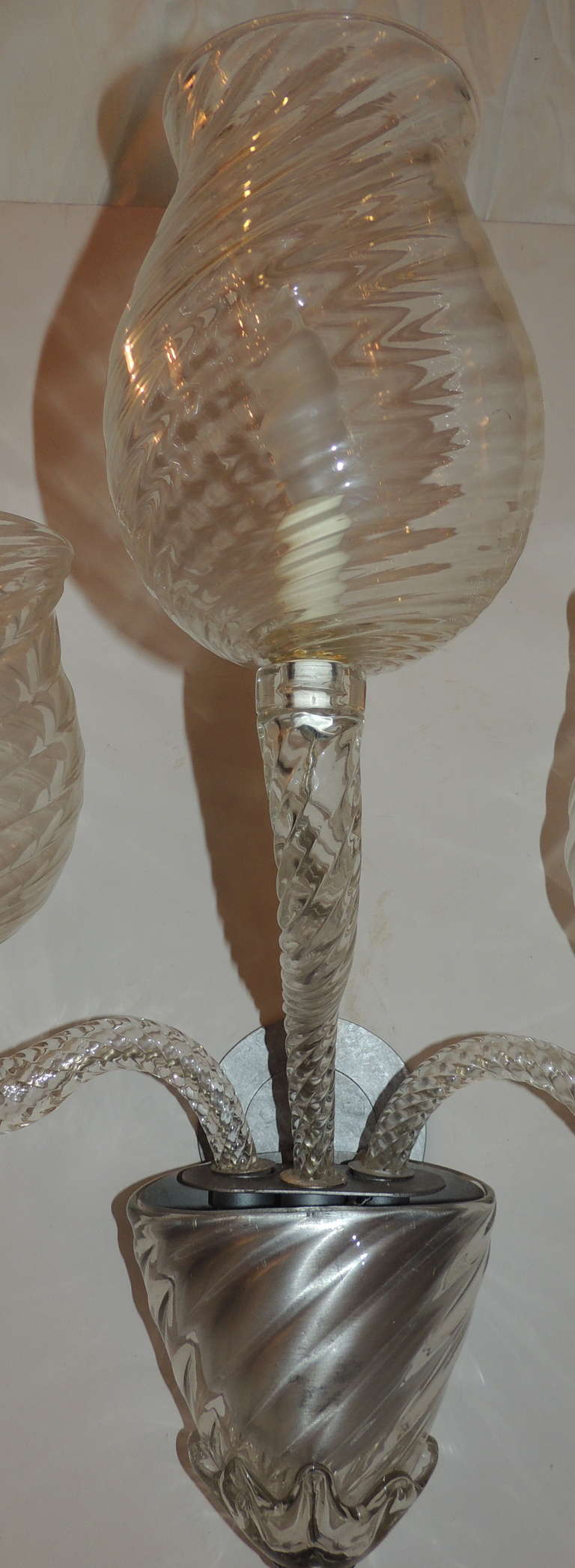 Paire d'appliques murales de grande taille en verre d'art de Murano d'époque médiévale et moderne. en vente 2