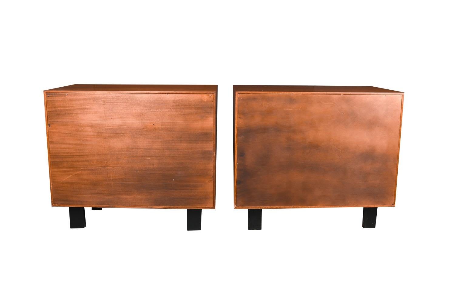 Mid-Century Pair Walnut Two Door Cabinet George Nelson Herman Miller In Good Condition For Sale In Baltimore, MD