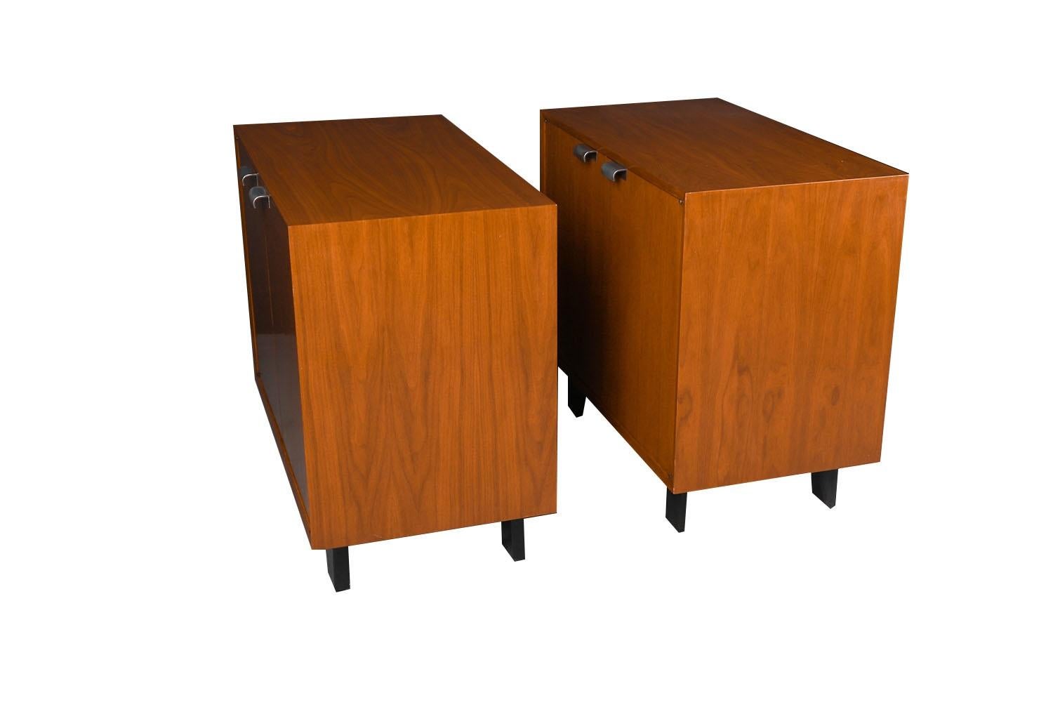 Mid-20th Century Mid-Century Pair Walnut Two Door Cabinet George Nelson Herman Miller For Sale