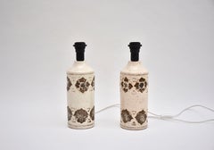 Mid-century pair white ceramic glazed table lamps by Bitossi