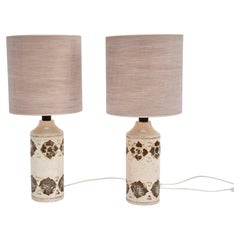 Mid-century pair white ceramic glazed table lamps by Bitossi