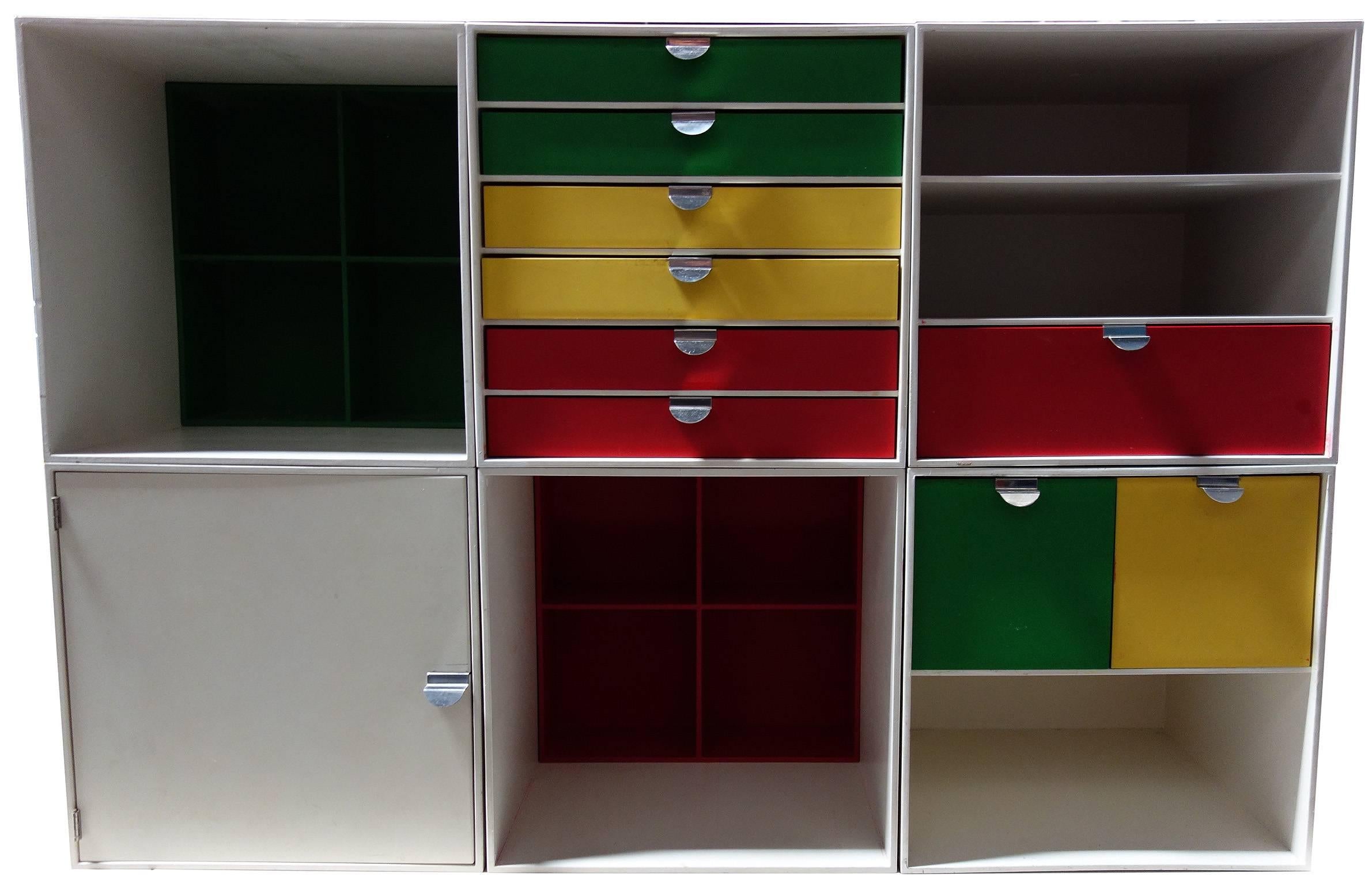 Practical and aesthetically pleasing. Palaset storage cubes can be reconfigured to your needs. They can be placed on a bench to be used as a credenza, wall units, end tables, bookcases etc. Made of a very stable and heavy wood or resin like plastic.