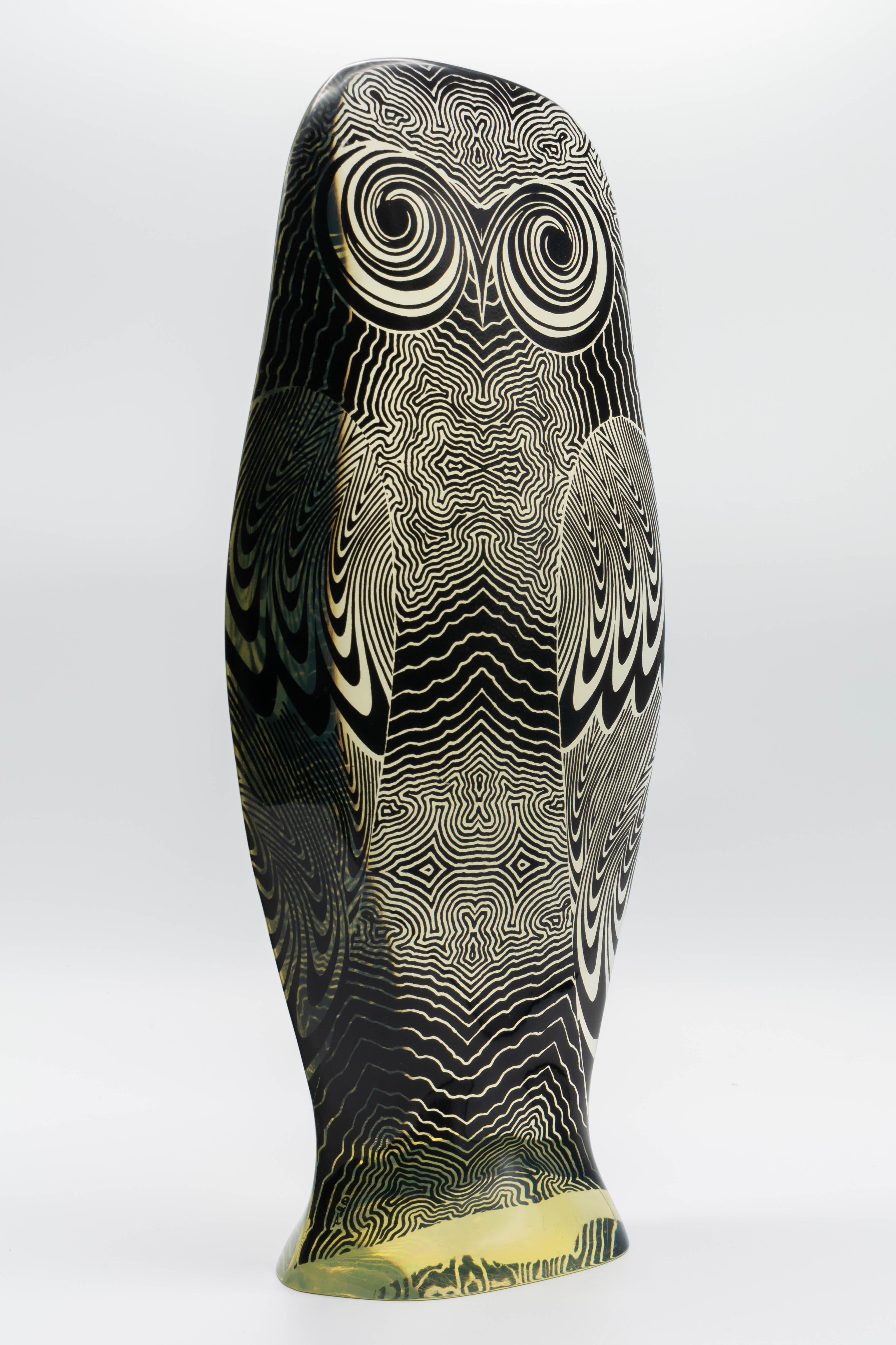 Mid-Century Modern Midcentury Palatnik Op Art Large Lucite Owl Sculpture
