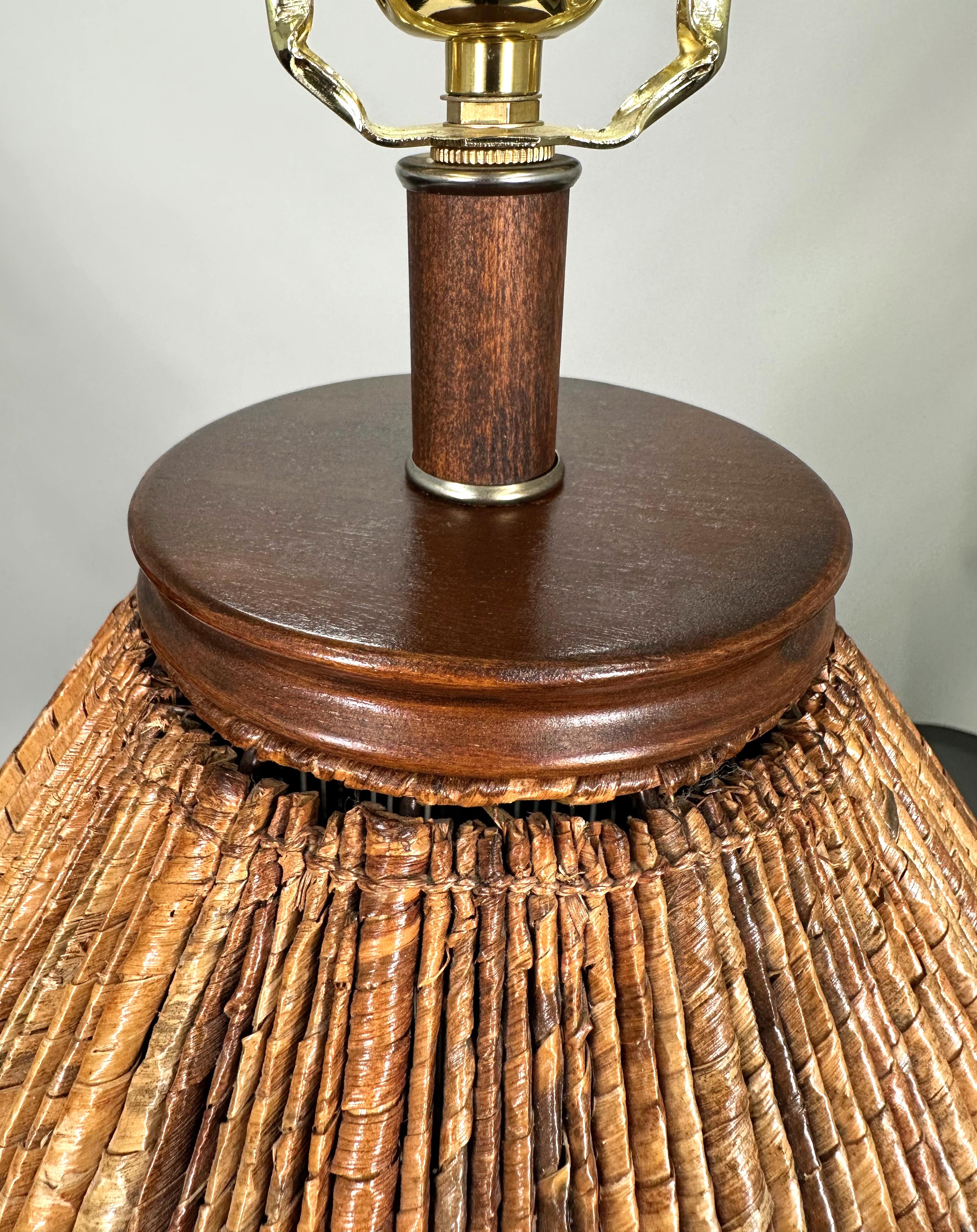 Mid-Century Palecek Rattan Table Lamps 1