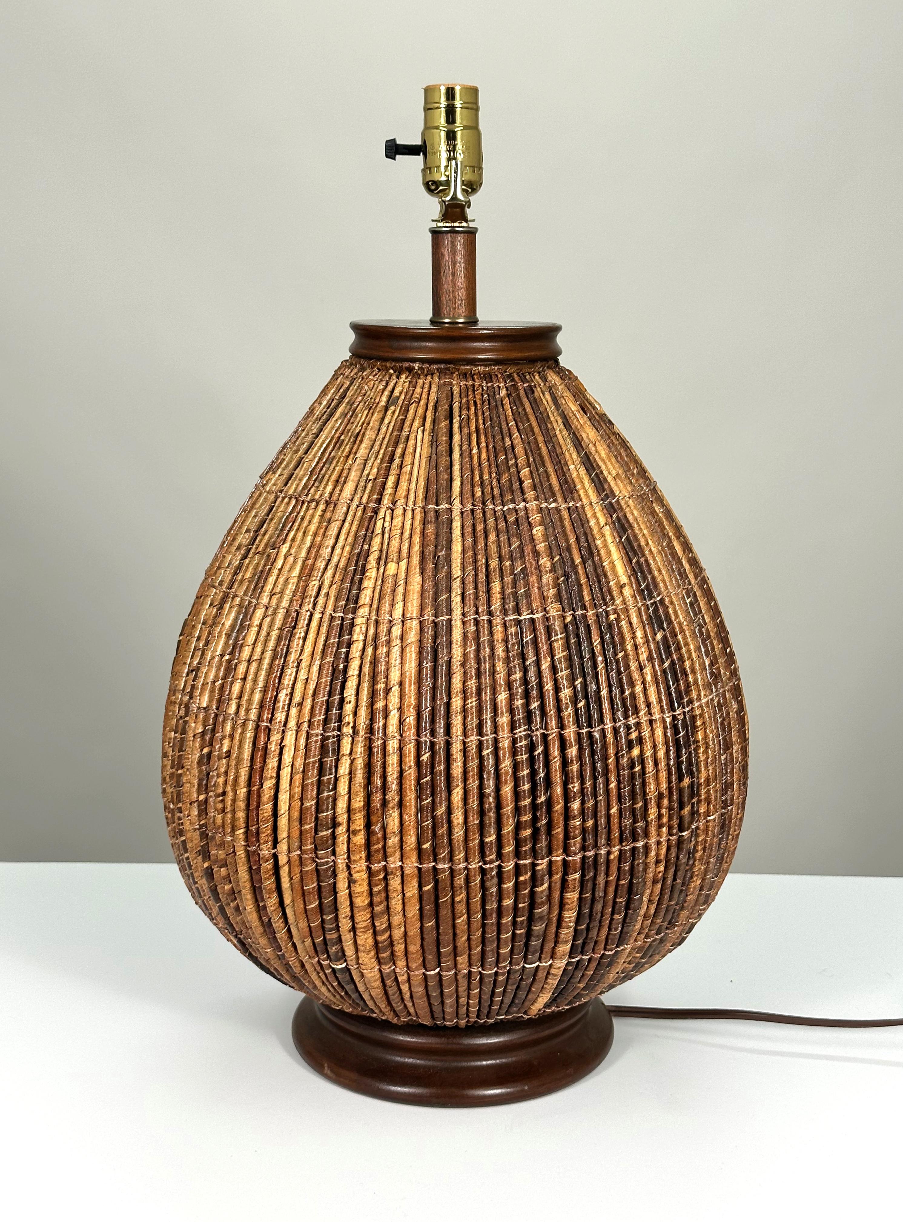 Mid-Century Modern Mid-Century Palecek Rattan Table Lamps