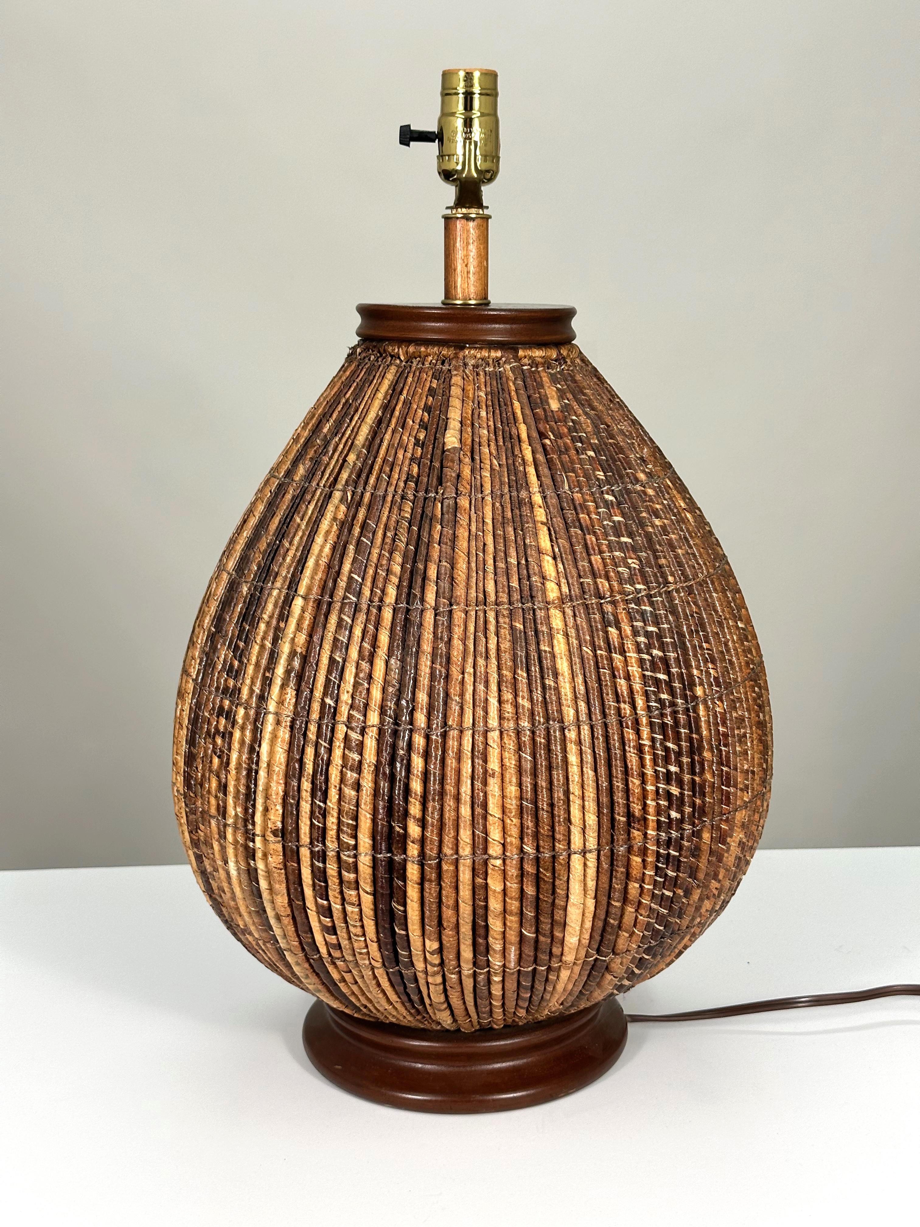 Mid-Century Palecek Rattan Table Lamps In Good Condition In Littleton, CO