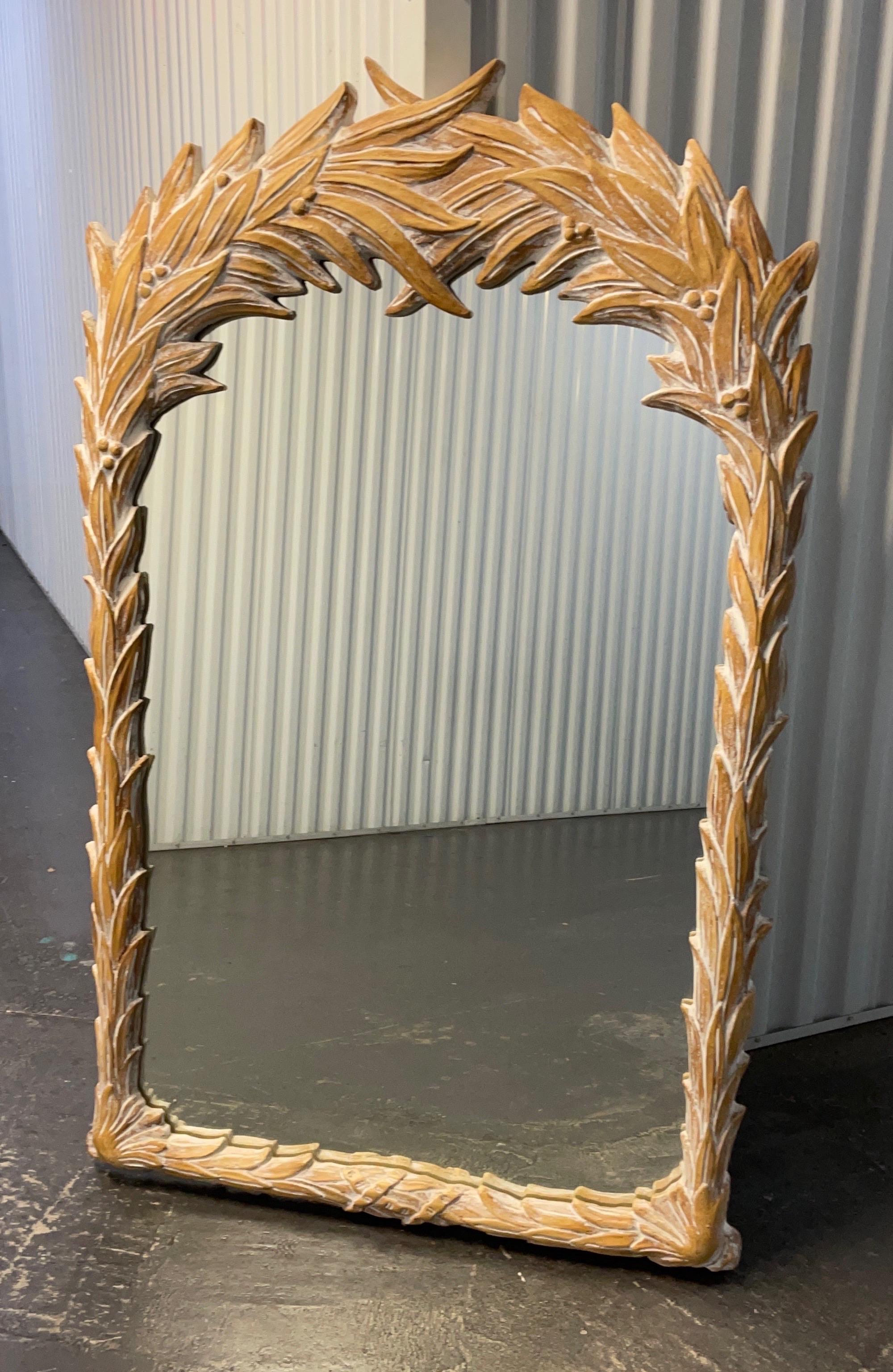Mid century palm frond framed mirror in the style of Serge Roche.