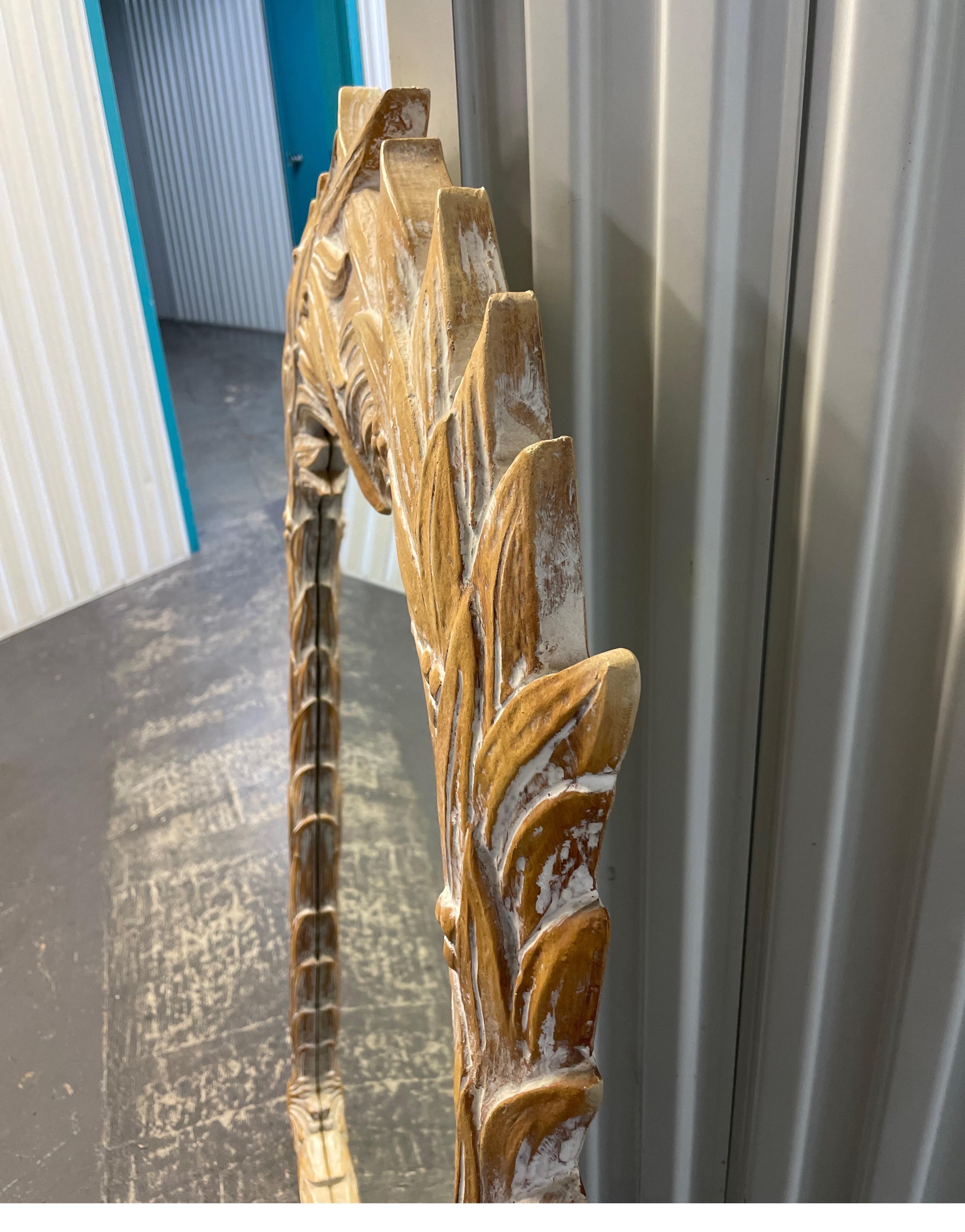 Composition Mid Century Palm Frond White Washed Mirror