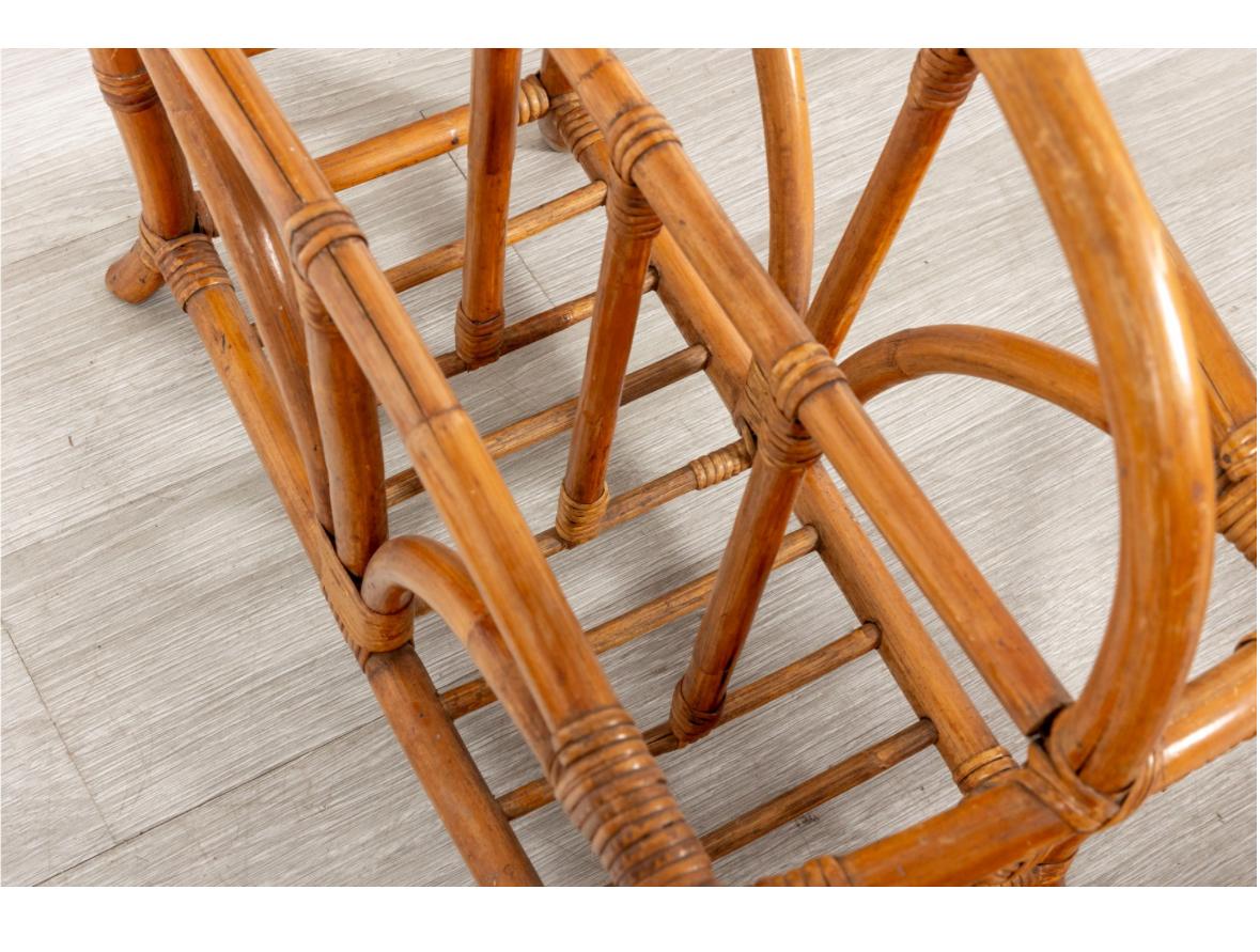 Mid-Century Palm Springs Rattan Garden Classic Swivel Chair Patio Set For Sale 7