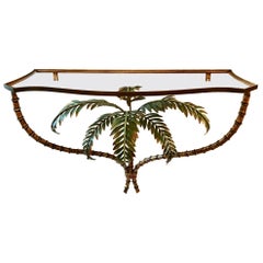 Midcentury Palm Tree Motif Console Table