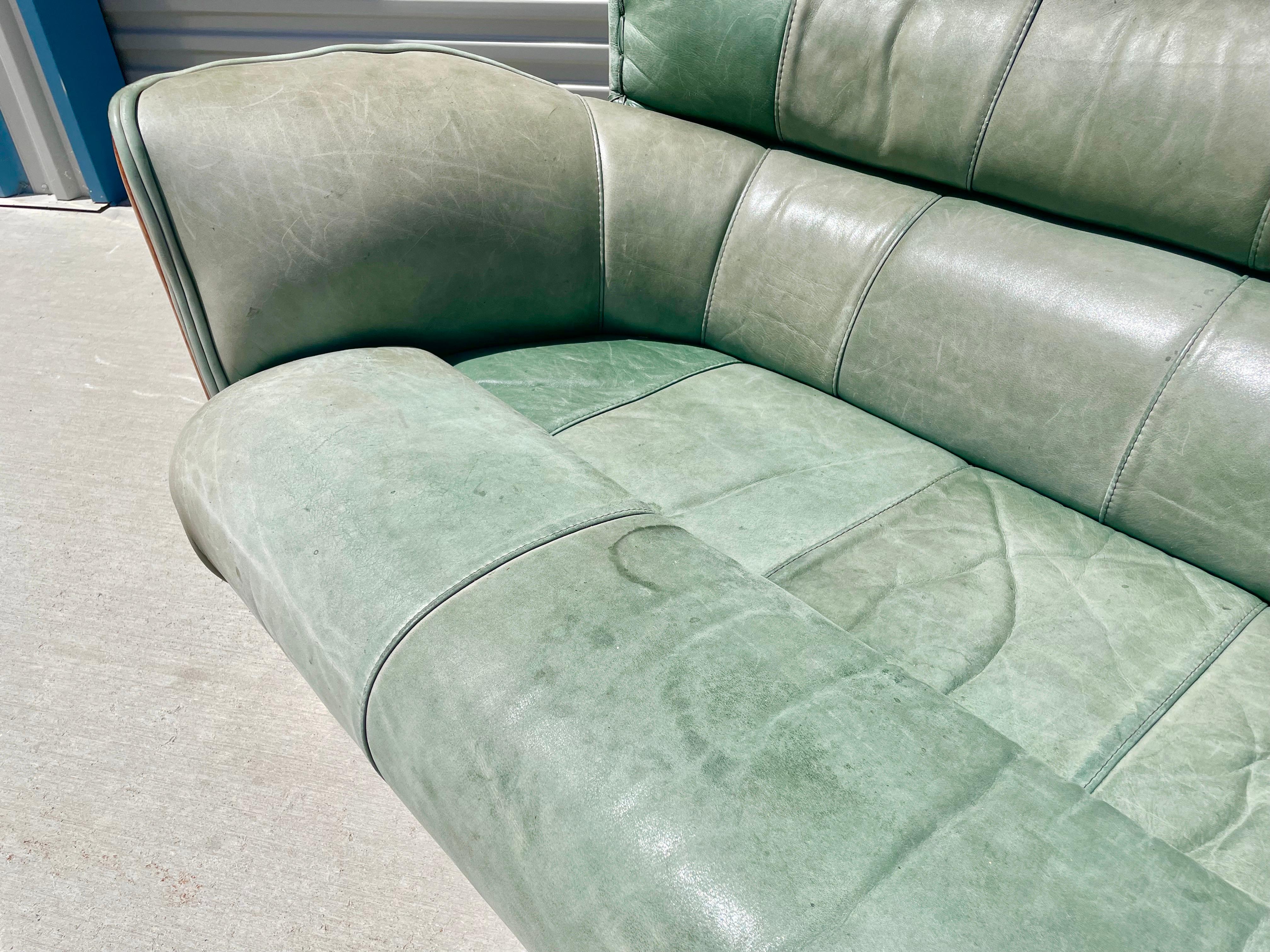 Midcentury Palmwood & Leather Sofa by Pacific Green In Good Condition In North Hollywood, CA