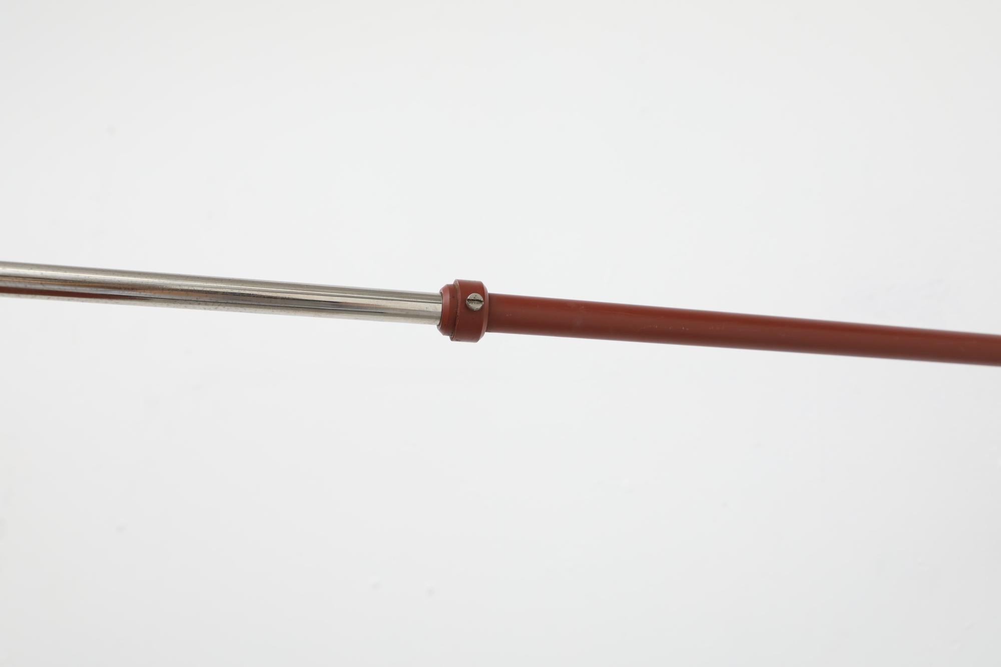 Mid-Century 'Panama' Style Red Enameled Wall Lamp w/ Adjustable Articulating Arm 3