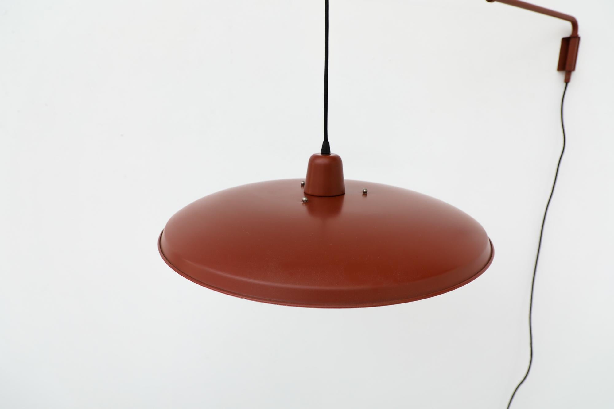 Mid-Century 'Panama' Style Red Enameled Wall Lamp w/ Adjustable Articulating Arm For Sale 1