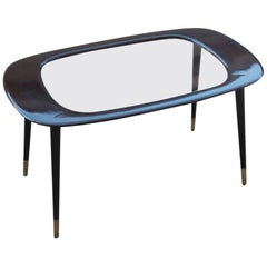 Mid-Century Paolo Buffa Coffee Table Design 1960 Mahogany Wood Feet Brass