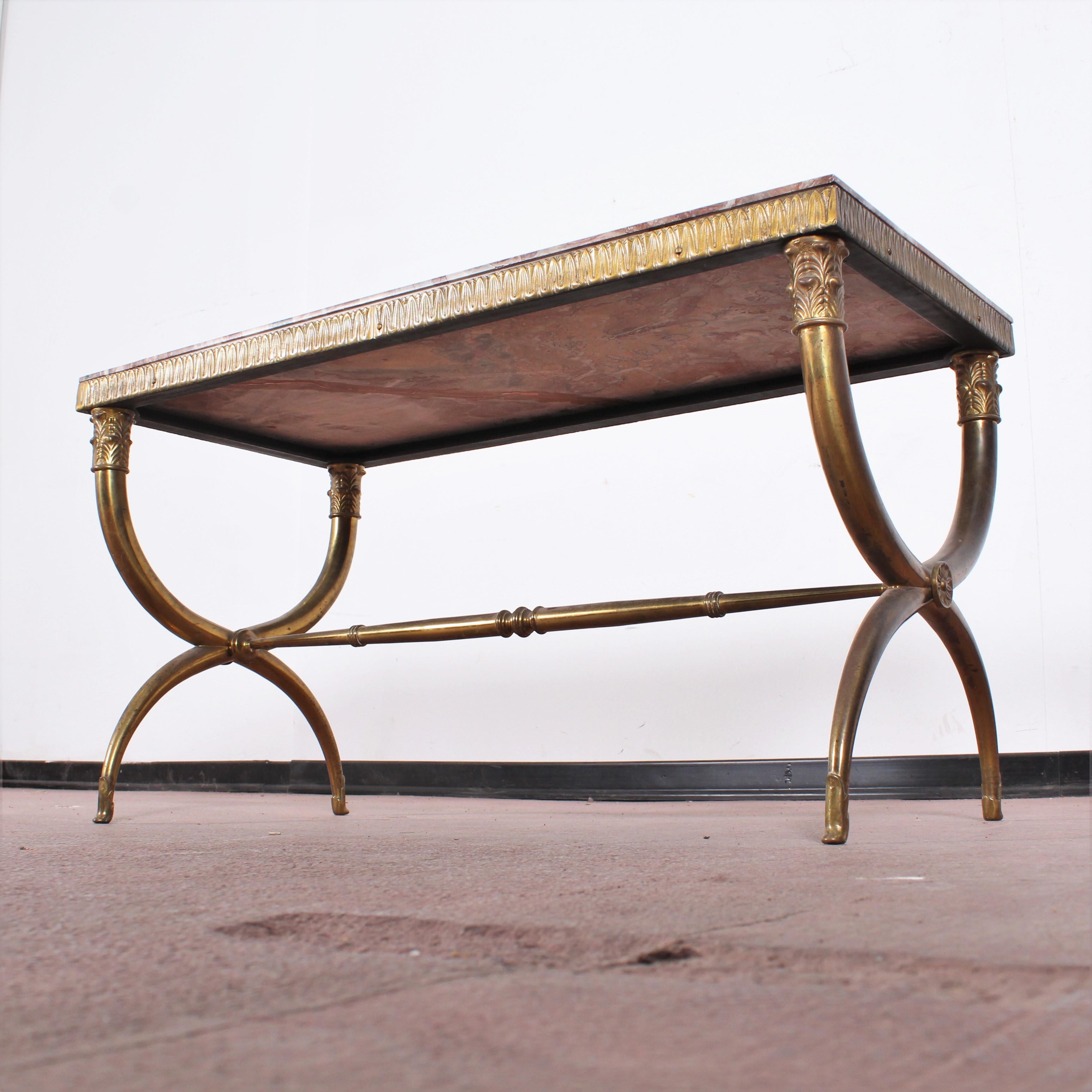 Midcentury Paolo Buffa Marble and Brass Coffee Table, 1950s, Italy 4