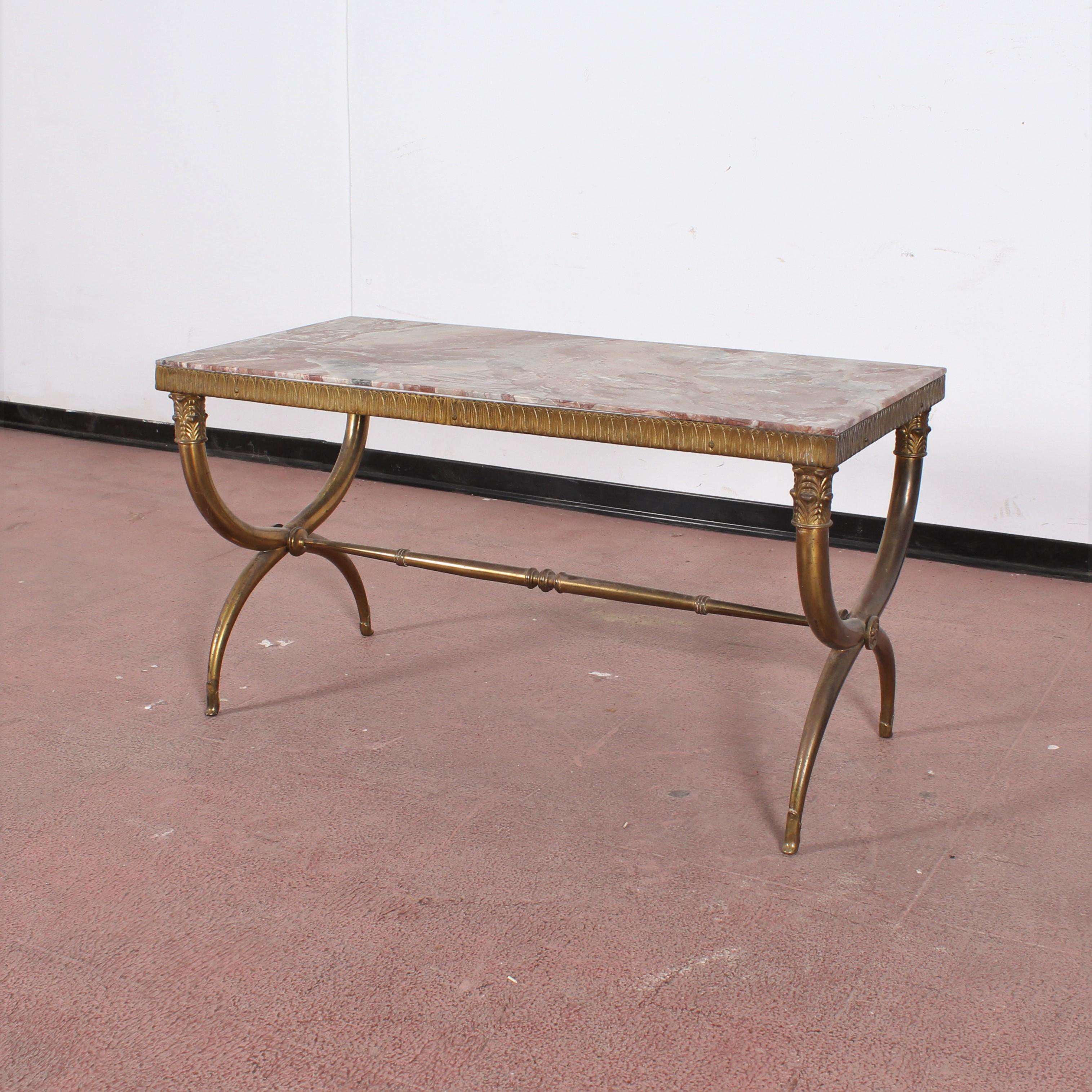 Midcentury Paolo Buffa Marble and Brass Coffee Table, 1950s, Italy 5