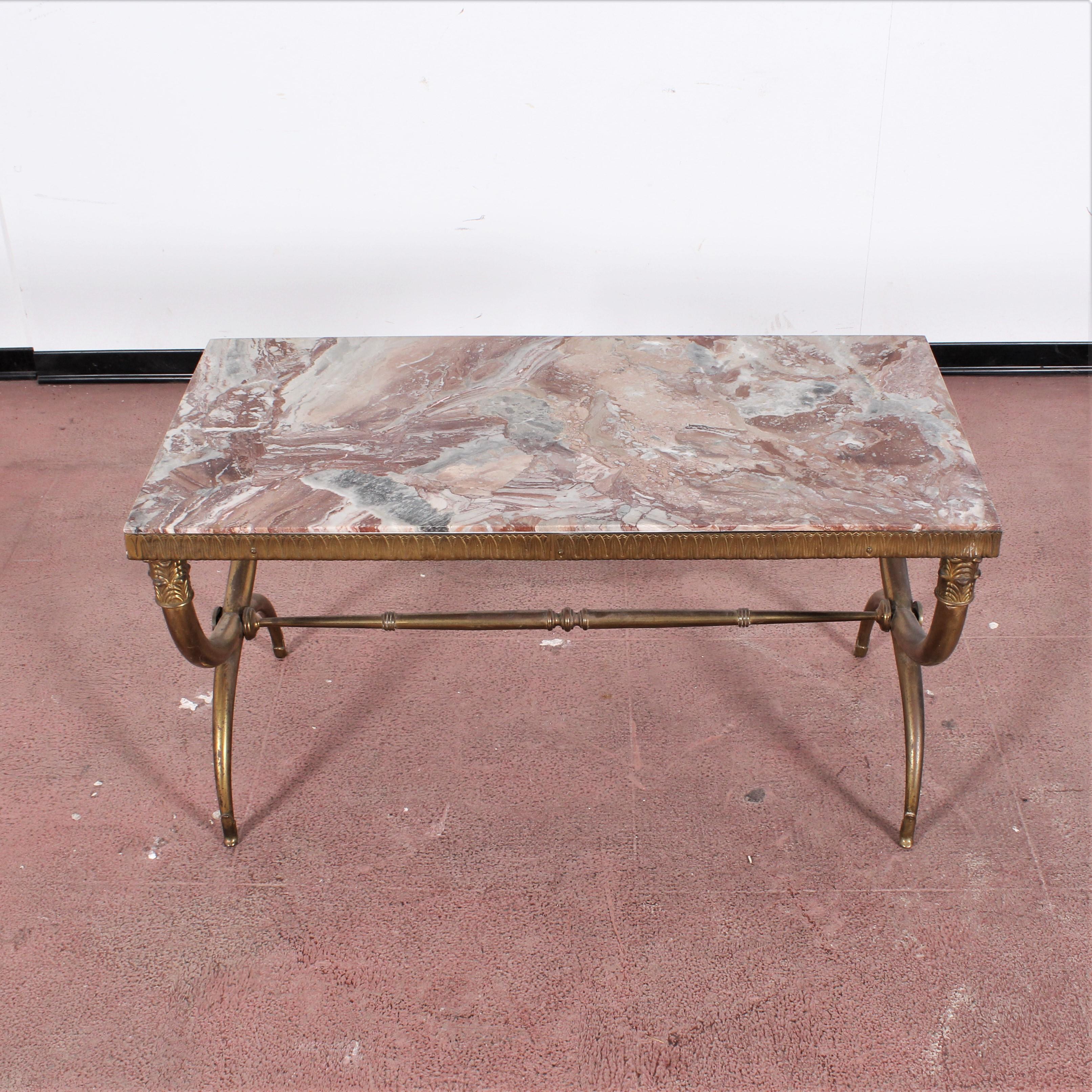 Midcentury Paolo Buffa Marble and Brass Coffee Table, 1950s, Italy 6