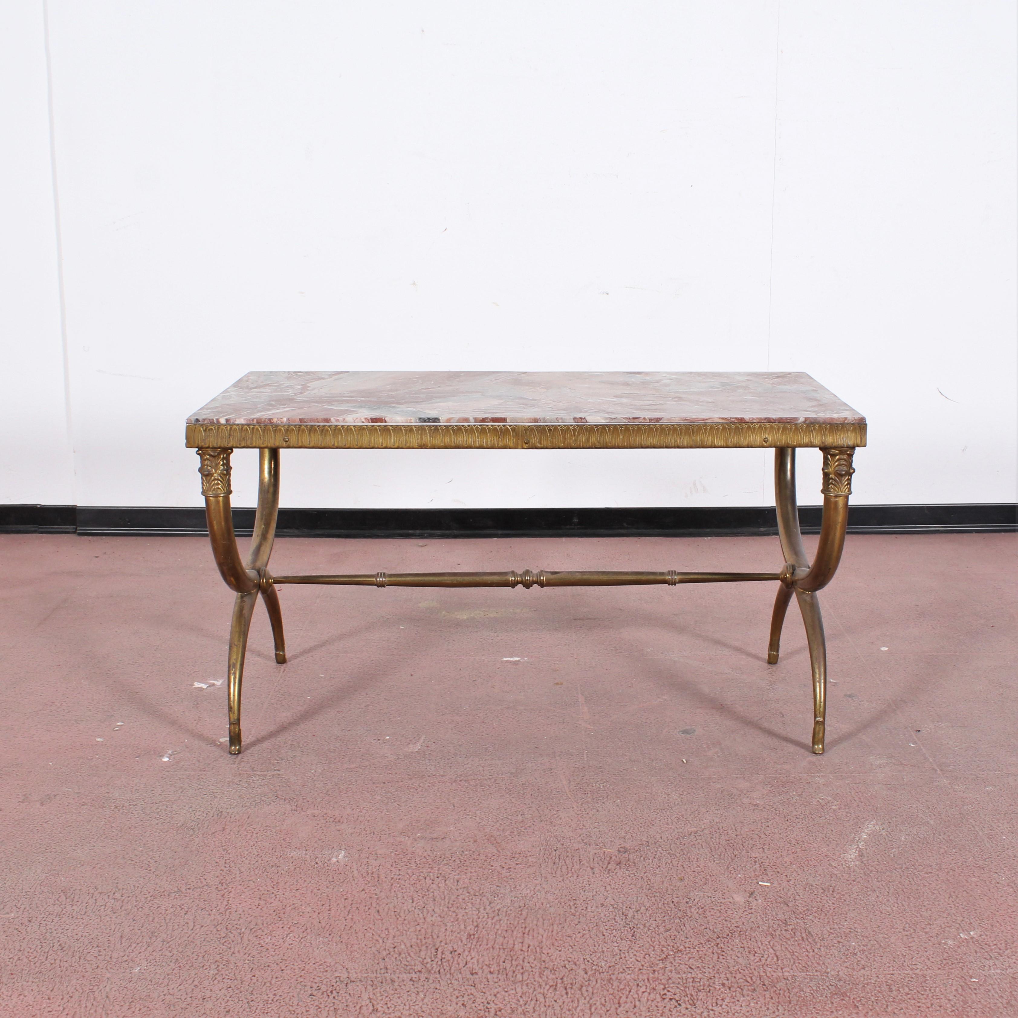 Mid-Century Modern Midcentury Paolo Buffa Marble and Brass Coffee Table, 1950s, Italy