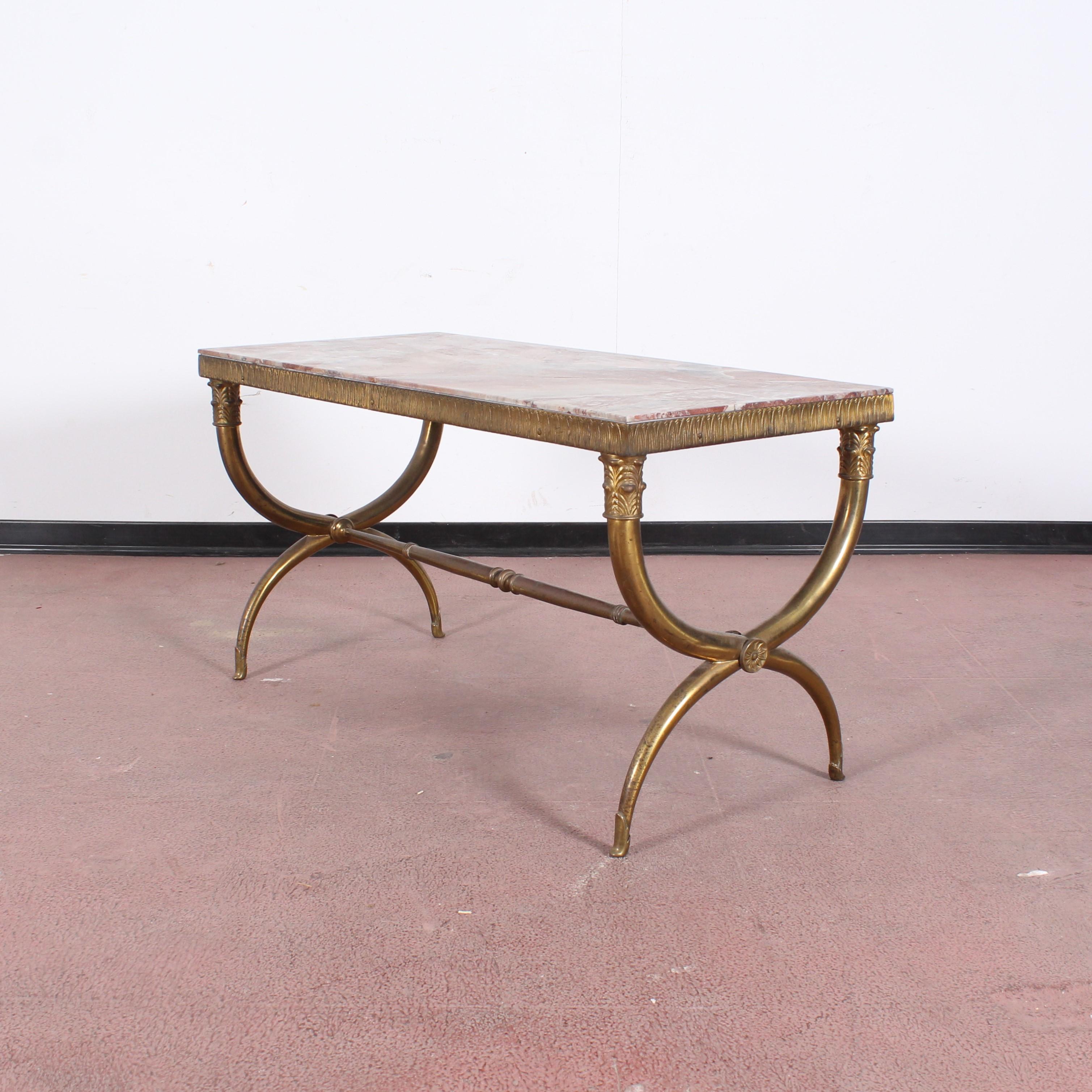 Midcentury Paolo Buffa Marble and Brass Coffee Table, 1950s, Italy 1
