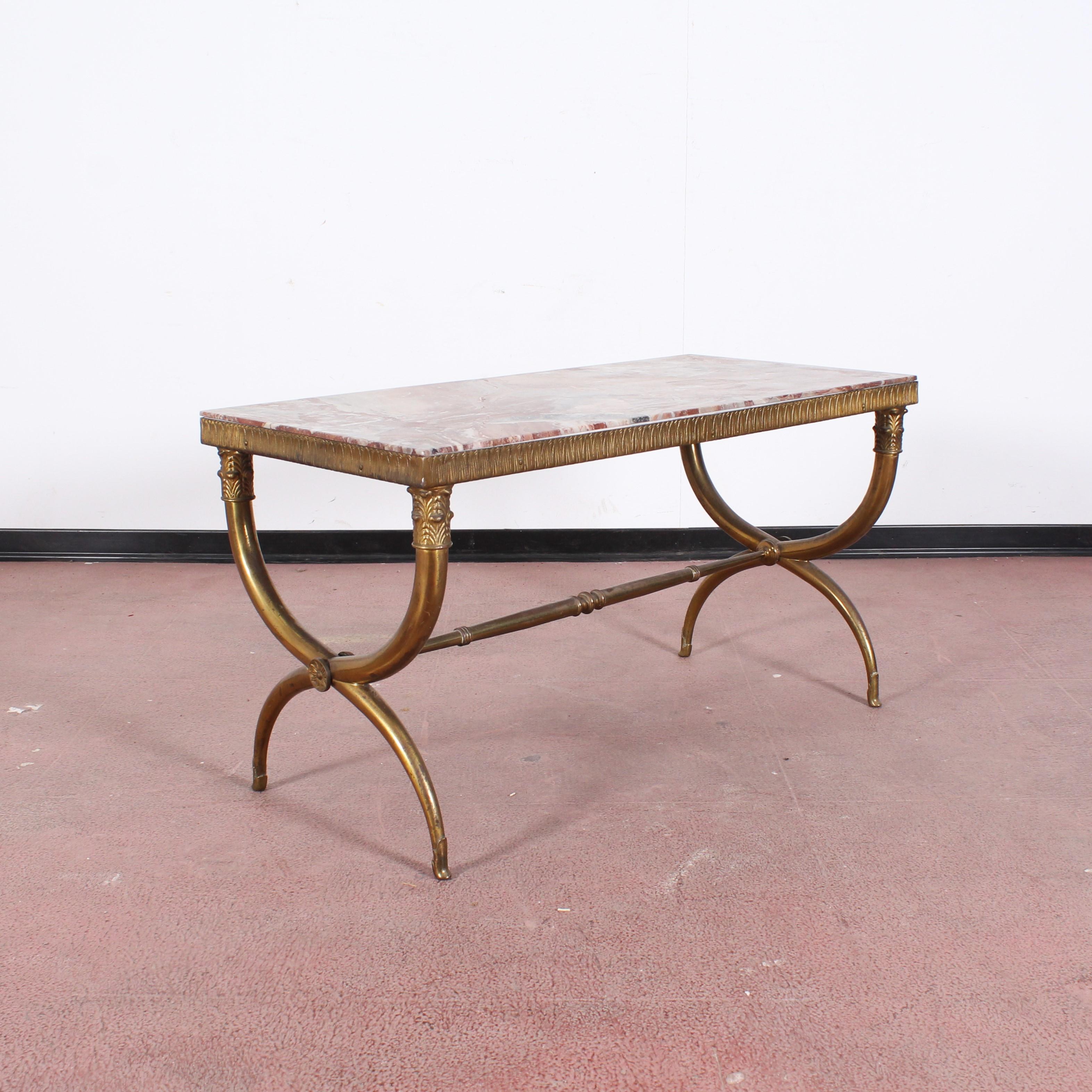 Midcentury Paolo Buffa Marble and Brass Coffee Table, 1950s, Italy 3