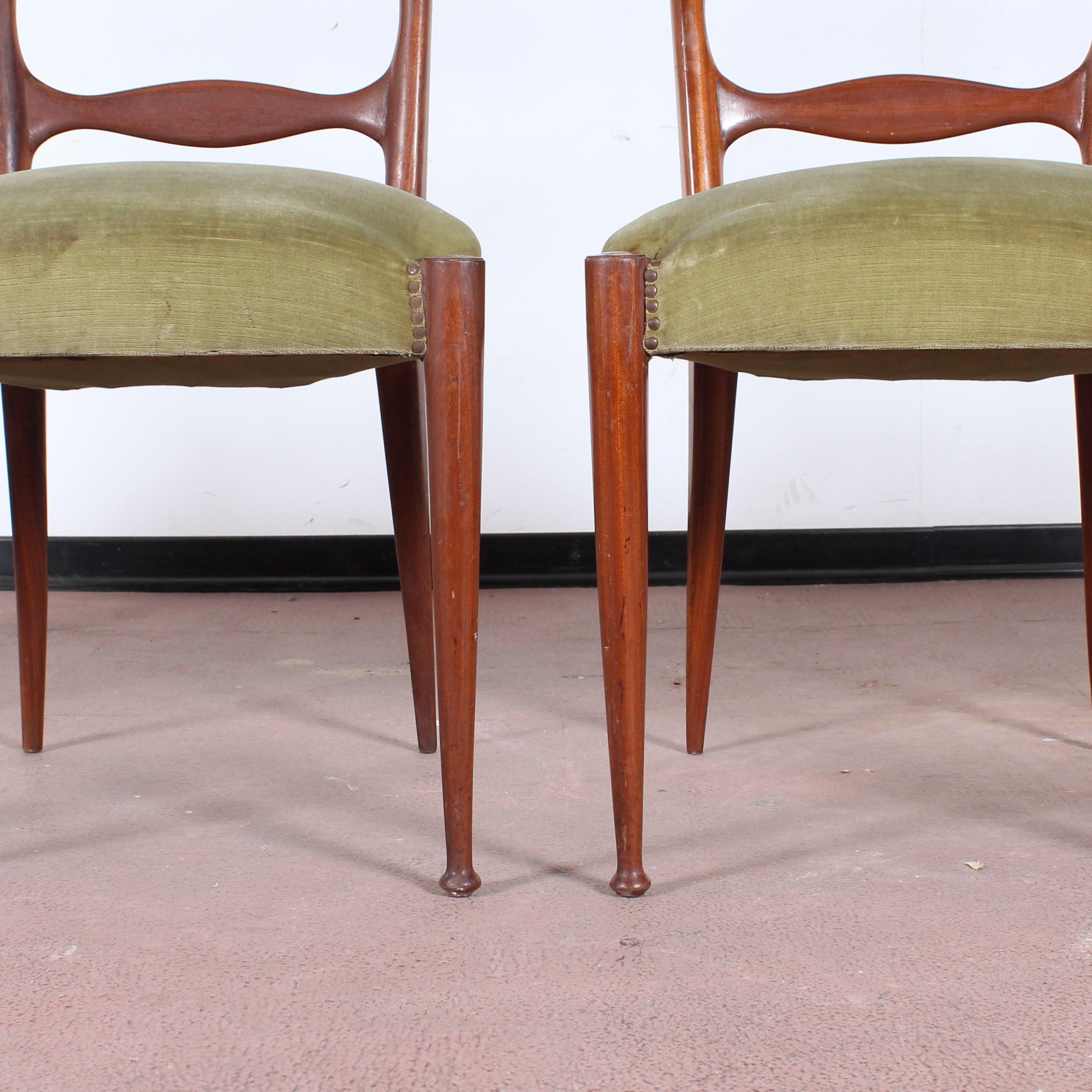 Midcentury Paolo Buffa Style High Espalier Dining Chairs, Set of 4, 1950s, Italy 11