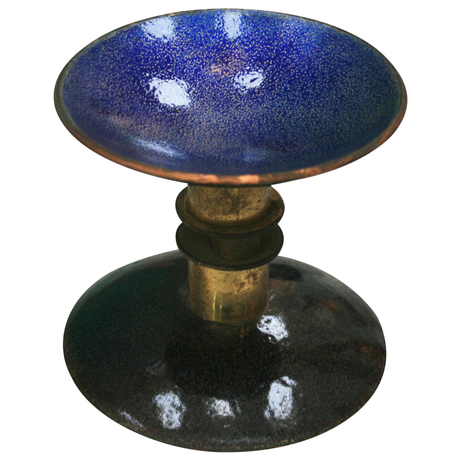 Mid-Century Paolo De Poli Blue Enameled Copper Italian Door Handle, circa 1960