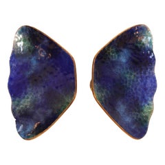 Poignée de porte italienne en cuivre émaillé bleu Paolo De Poli du milieu du siècle dernier, vers 1960
