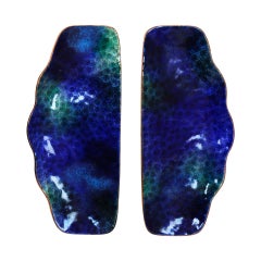 Mid-Century Paolo De Poli Blue-Gio Ponti Enameled Copper Italian Door Handle 50s