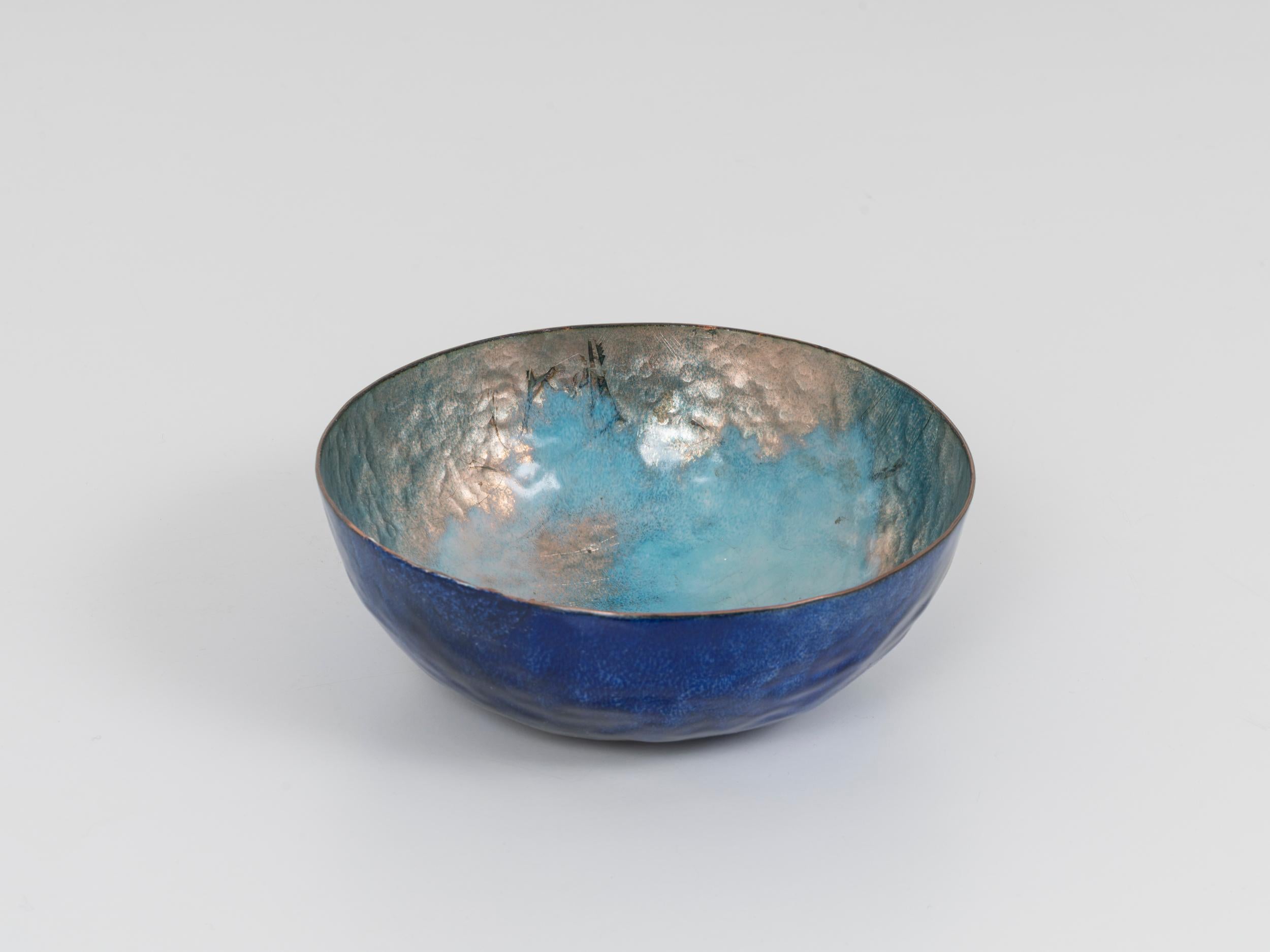 Mid-Century Modern Mid-Century Paolo De Poli Enameled Embossed Copper Bowl, 1960 For Sale