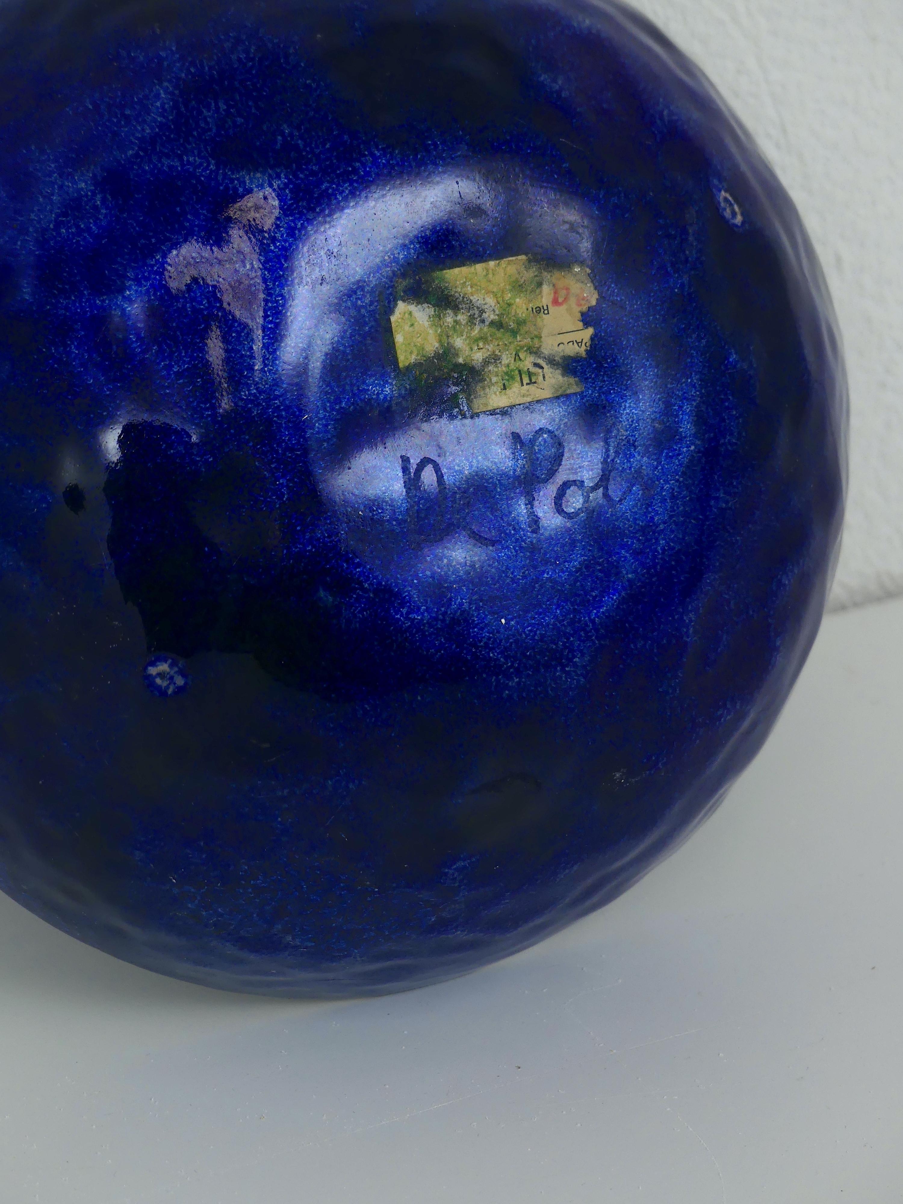 Mid-Century Paolo De Poli Enameled Embossed Copper Bowl, 1960 In Good Condition For Sale In Koper, SI