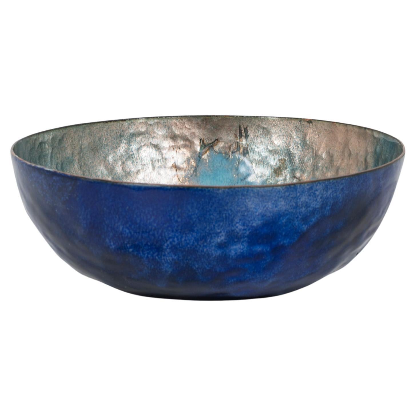 Mid-Century Paolo De Poli Enameled Embossed Copper Bowl, 1960 For Sale