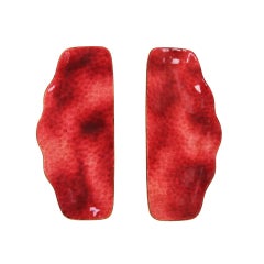 Mid-Century Paolo De Poli Red Enameled Copper Italian Door Handle, circa 1960