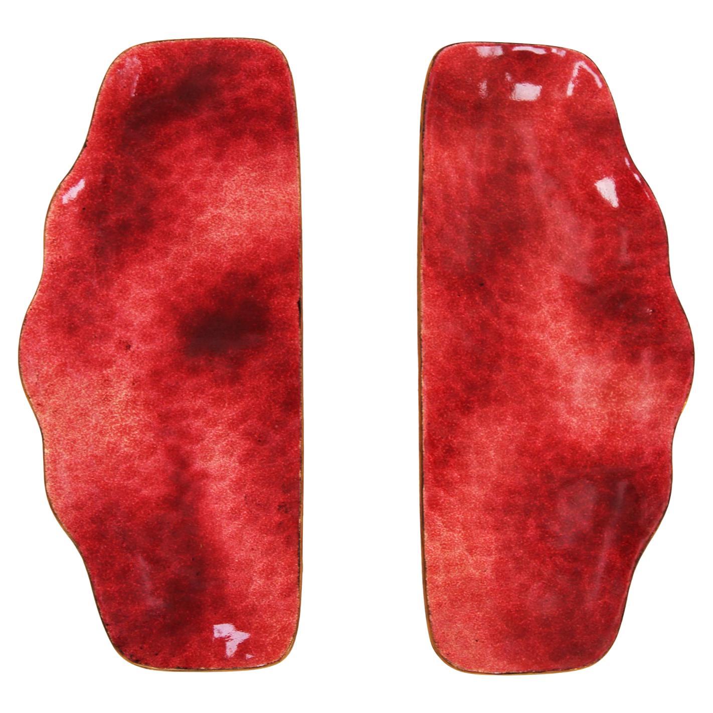 Maniglia per porta italiana di metà secolo Paolo De Poli in rame smaltato rosso, circa 1960