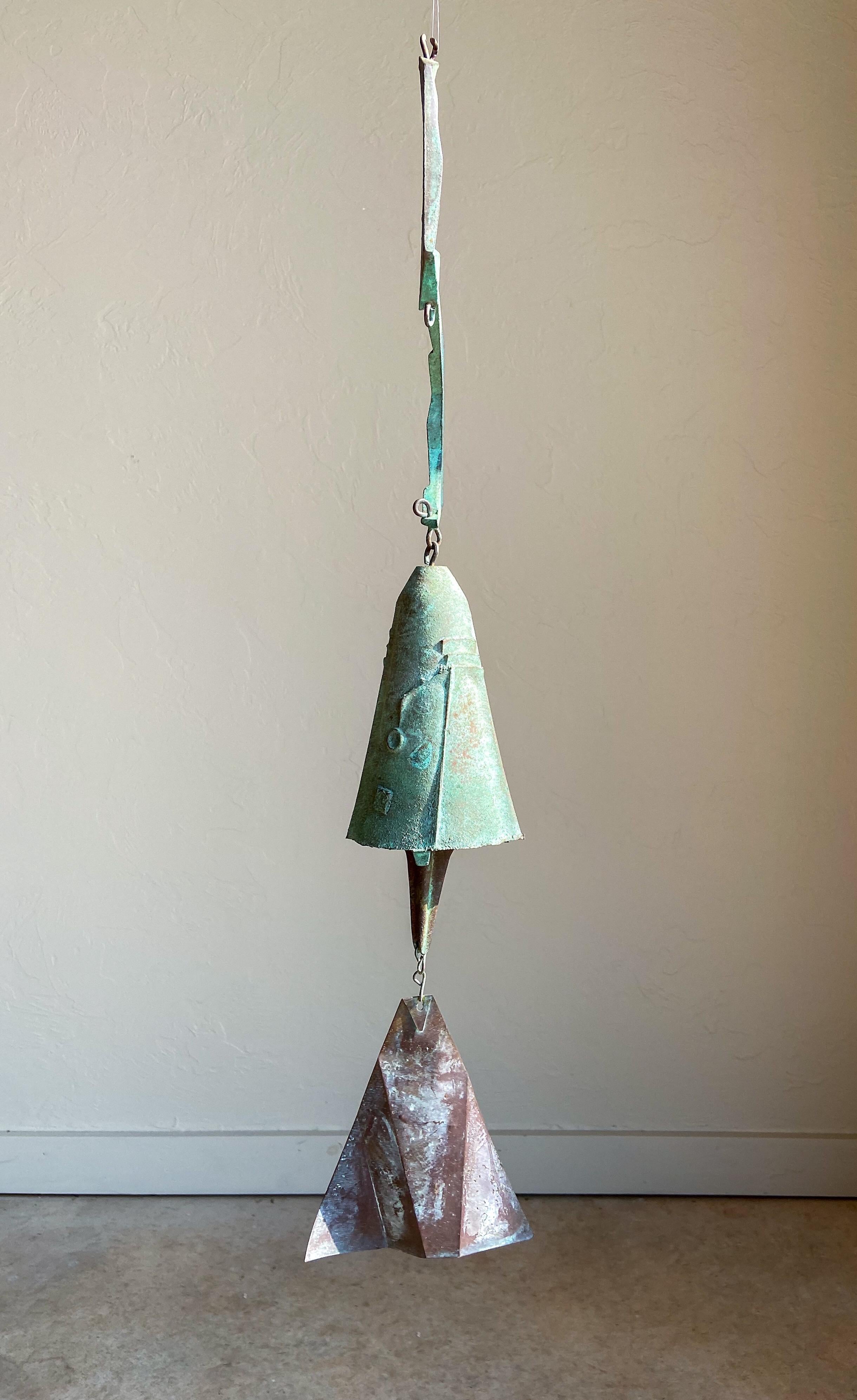 A cast bronze wind bell by Paolo Soleri. A functional piece of art with a wonderful patina and a beautiful sounding chime.