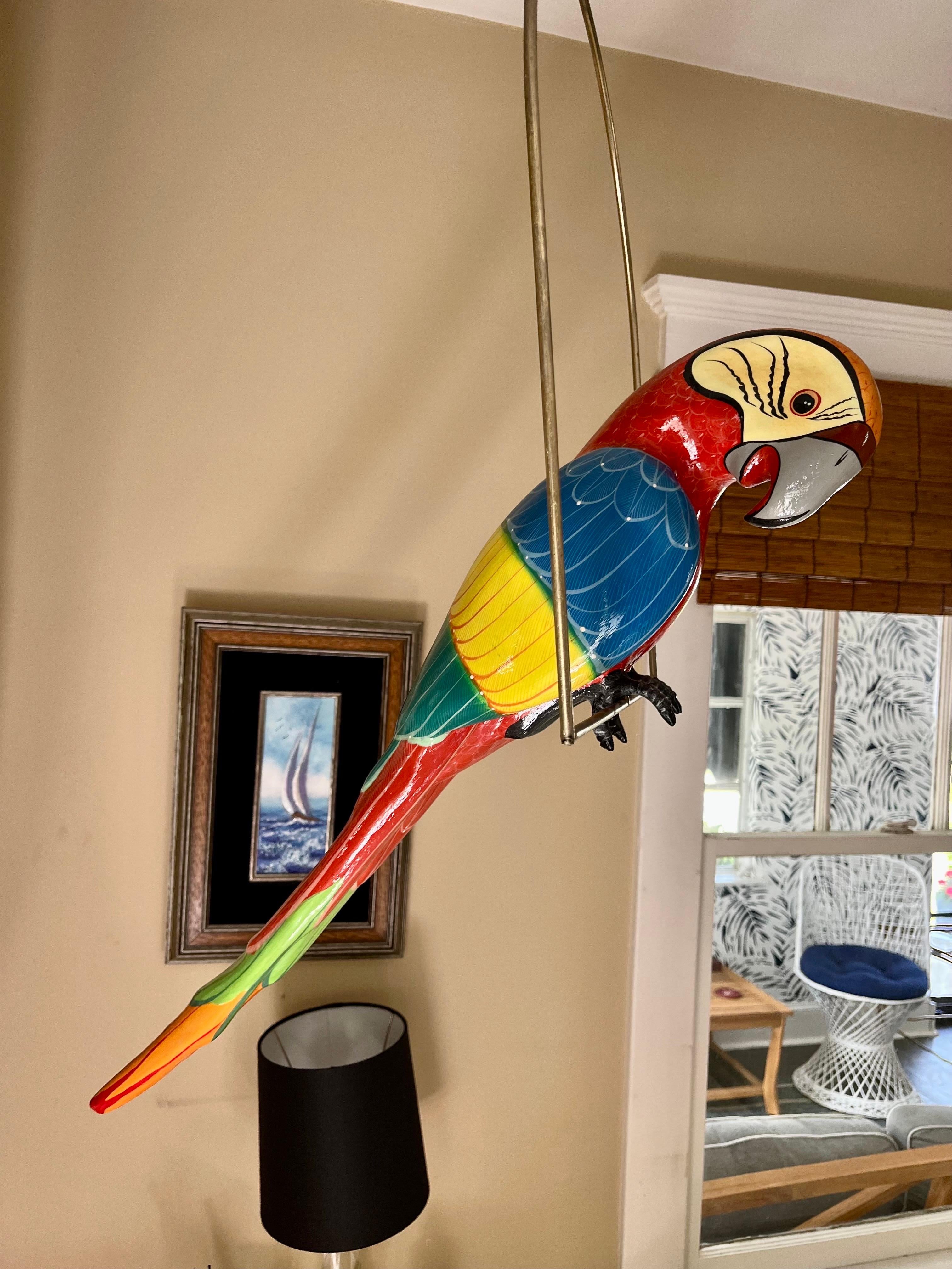 Post-Modern Mid Century Paper Mache Parrot Raul Aguavo For Sale