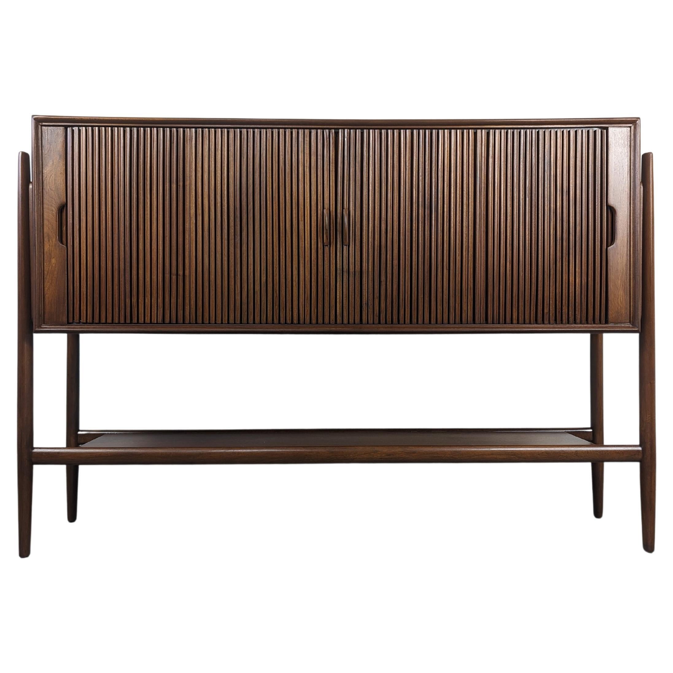 Mid Century "Parallel" Tambour Door Credenza by Barney Flagg for Drexel, c1960s For Sale