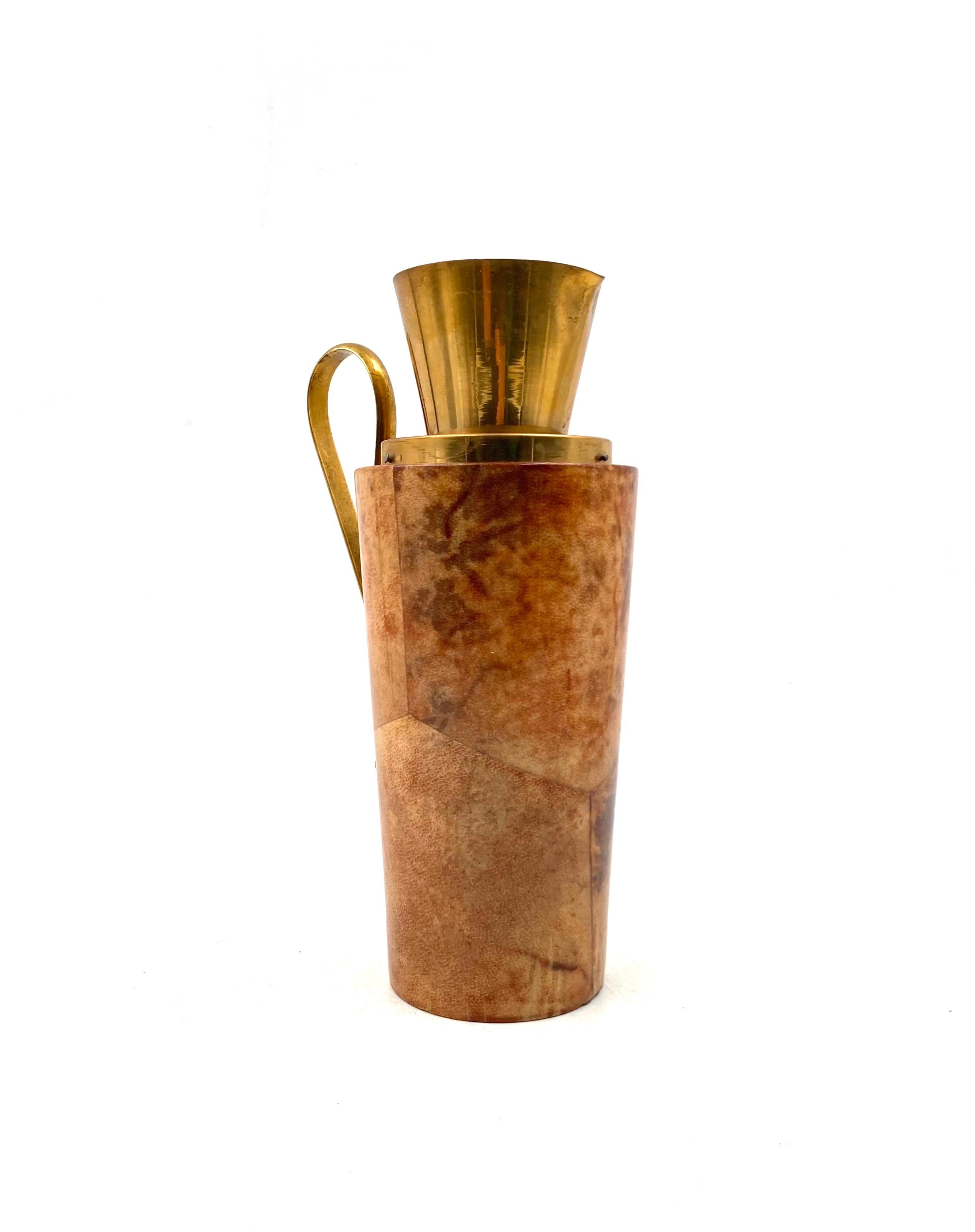 Mid-century parchment Barware thermos, Aldo Tura, Macabo Italy early 1950s For Sale 4