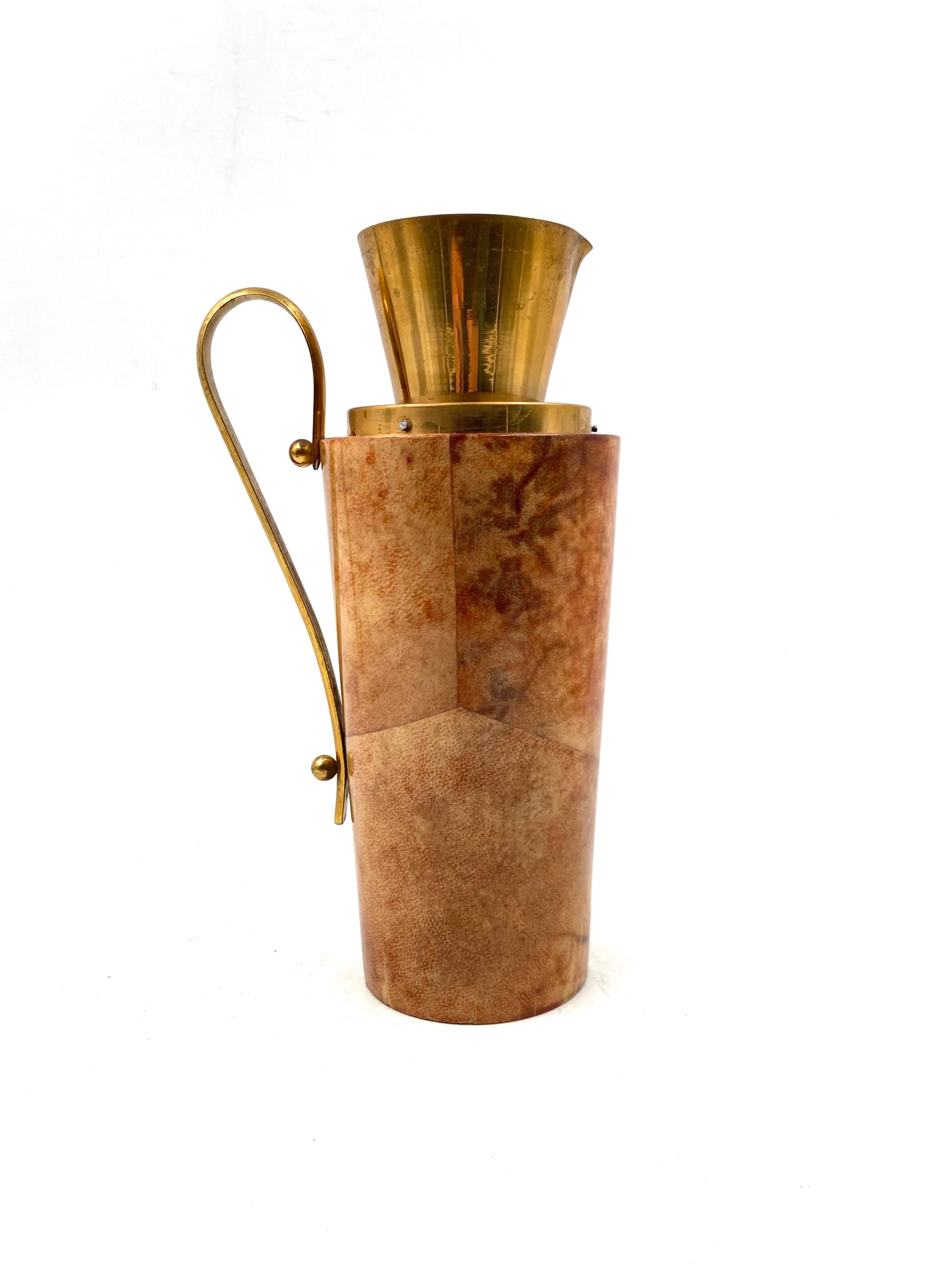 Mid-century parchment Barware thermos, Aldo Tura, Macabo Italy early 1950s For Sale 5