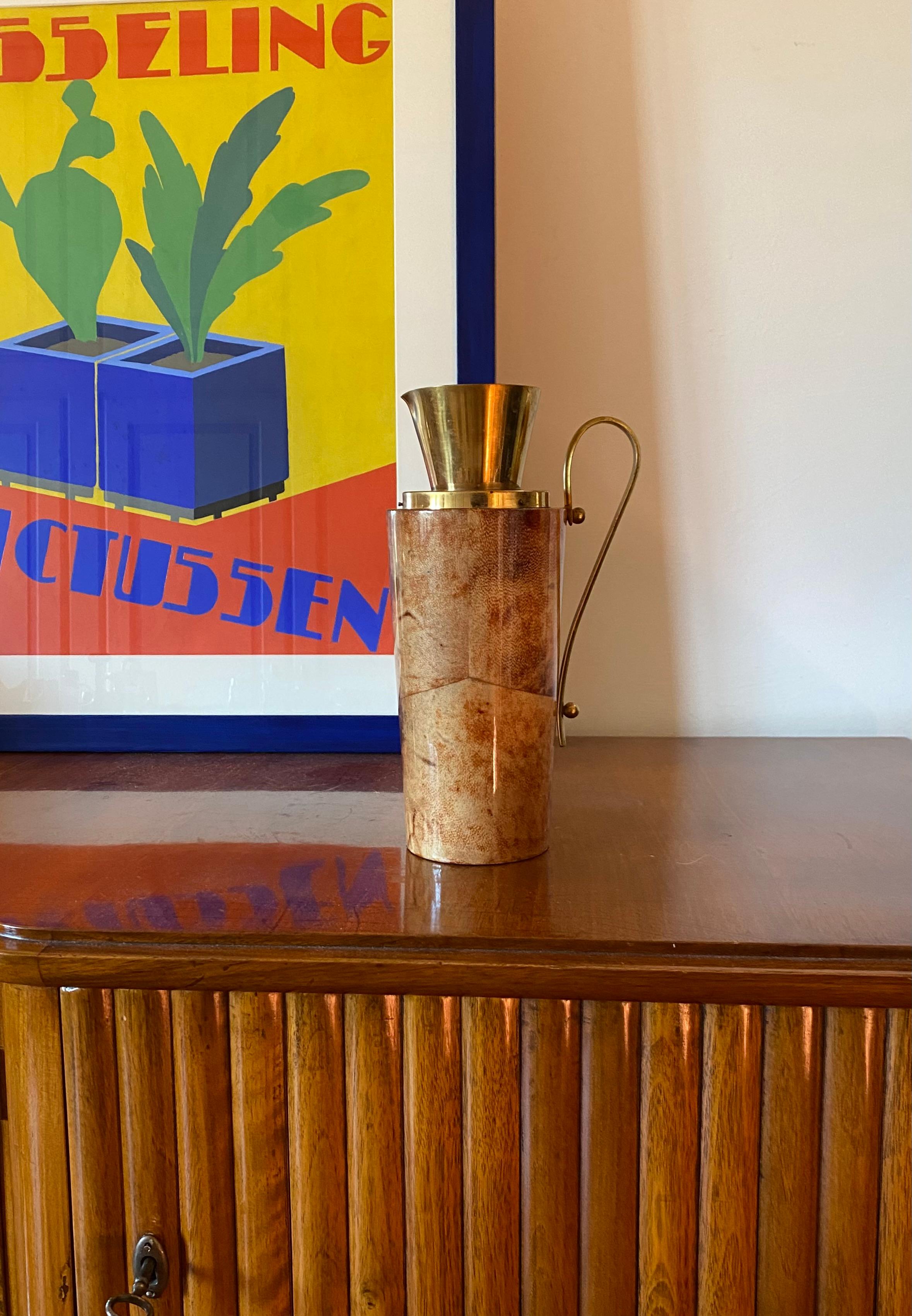 Mid-century parchment Barware thermos, Aldo Tura, Macabo Italy early 1950s For Sale 6