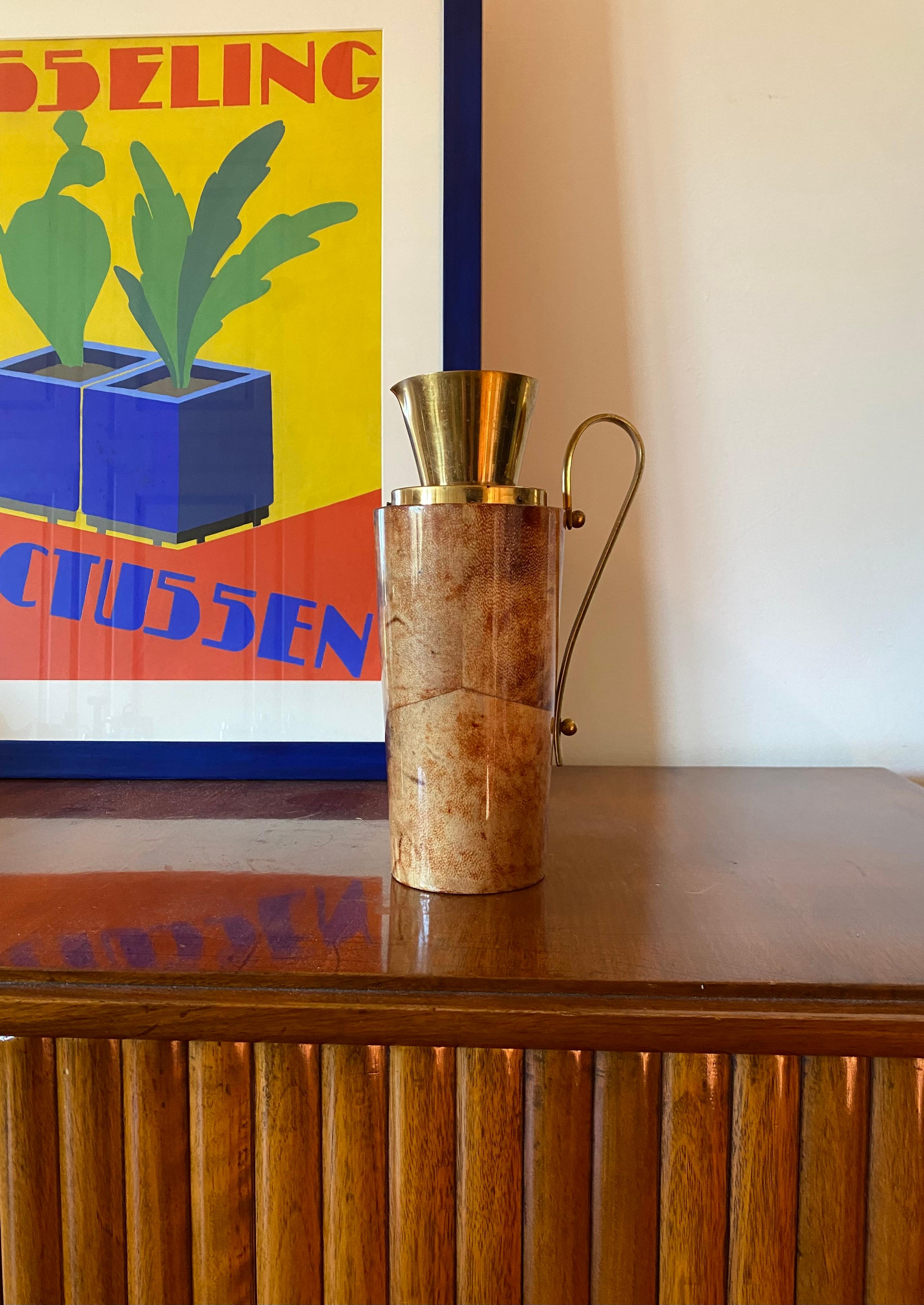Mid-century parchment Barware thermos, Aldo Tura, Macabo Italy early 1950s For Sale 7