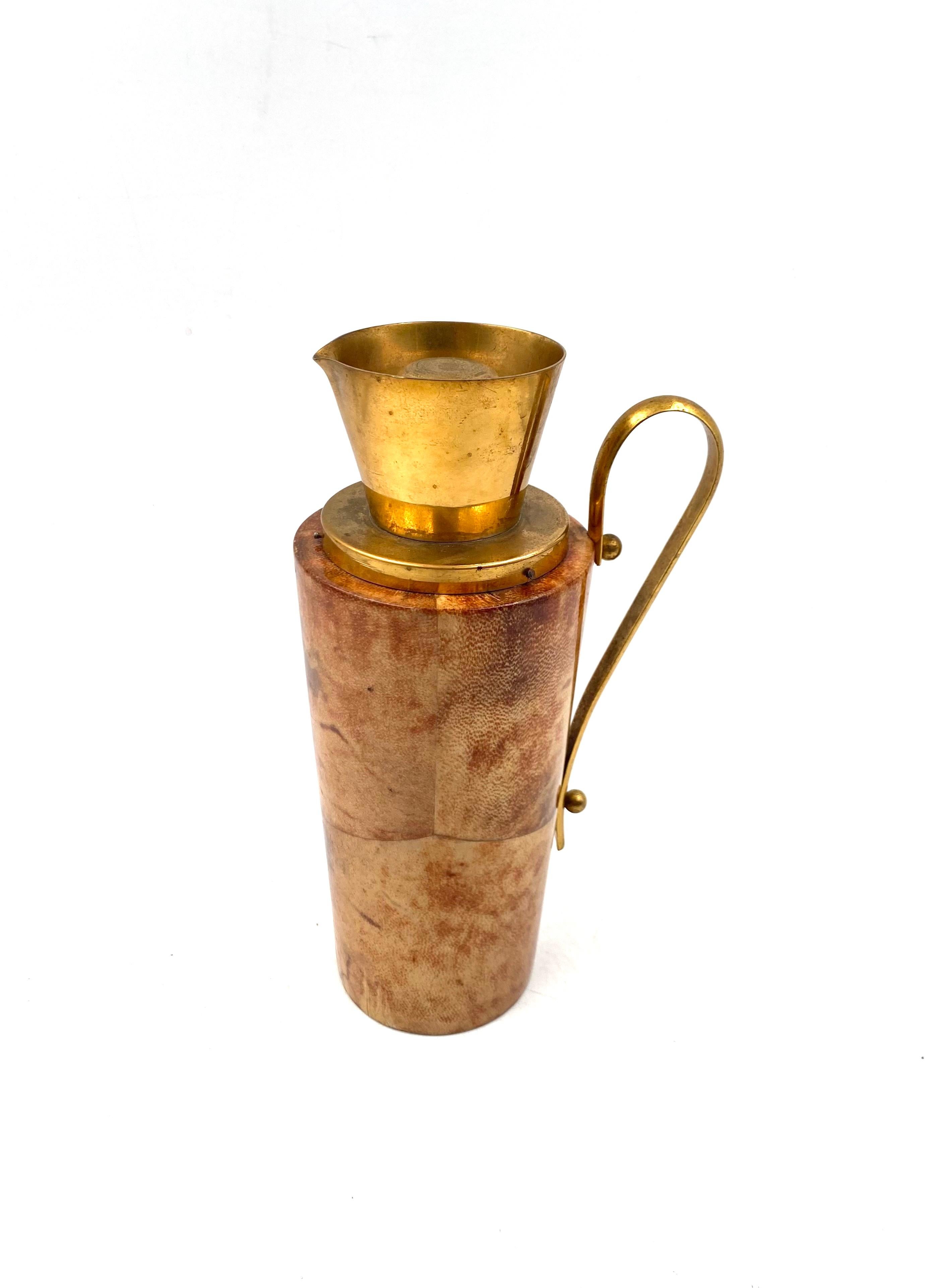 Mid-century parchment Barware thermos, Aldo Tura, Macabo Italy early 1950s In Excellent Condition For Sale In Firenze, IT