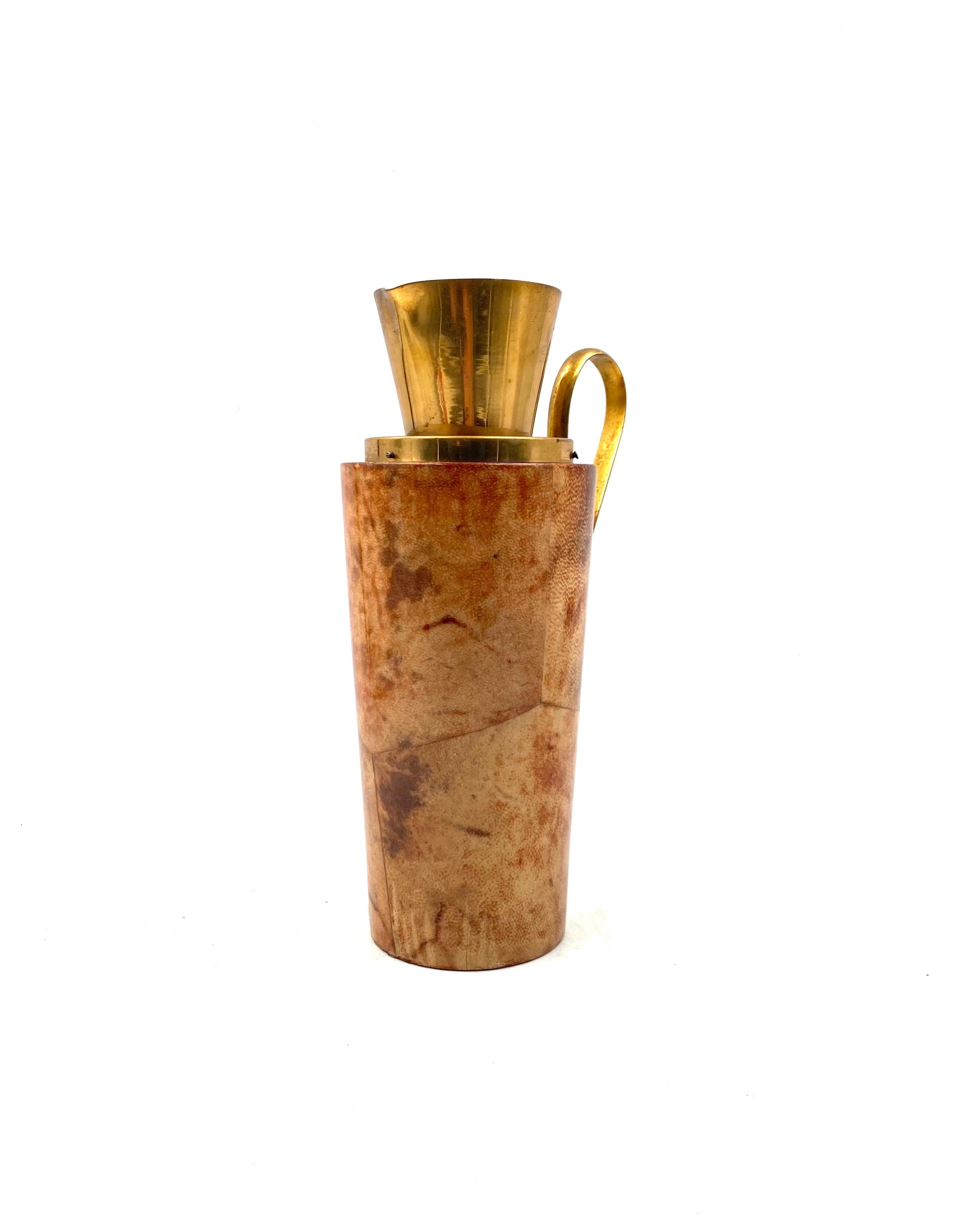 Mid-century parchment Barware thermos, Aldo Tura, Macabo Italy early 1950s For Sale 1