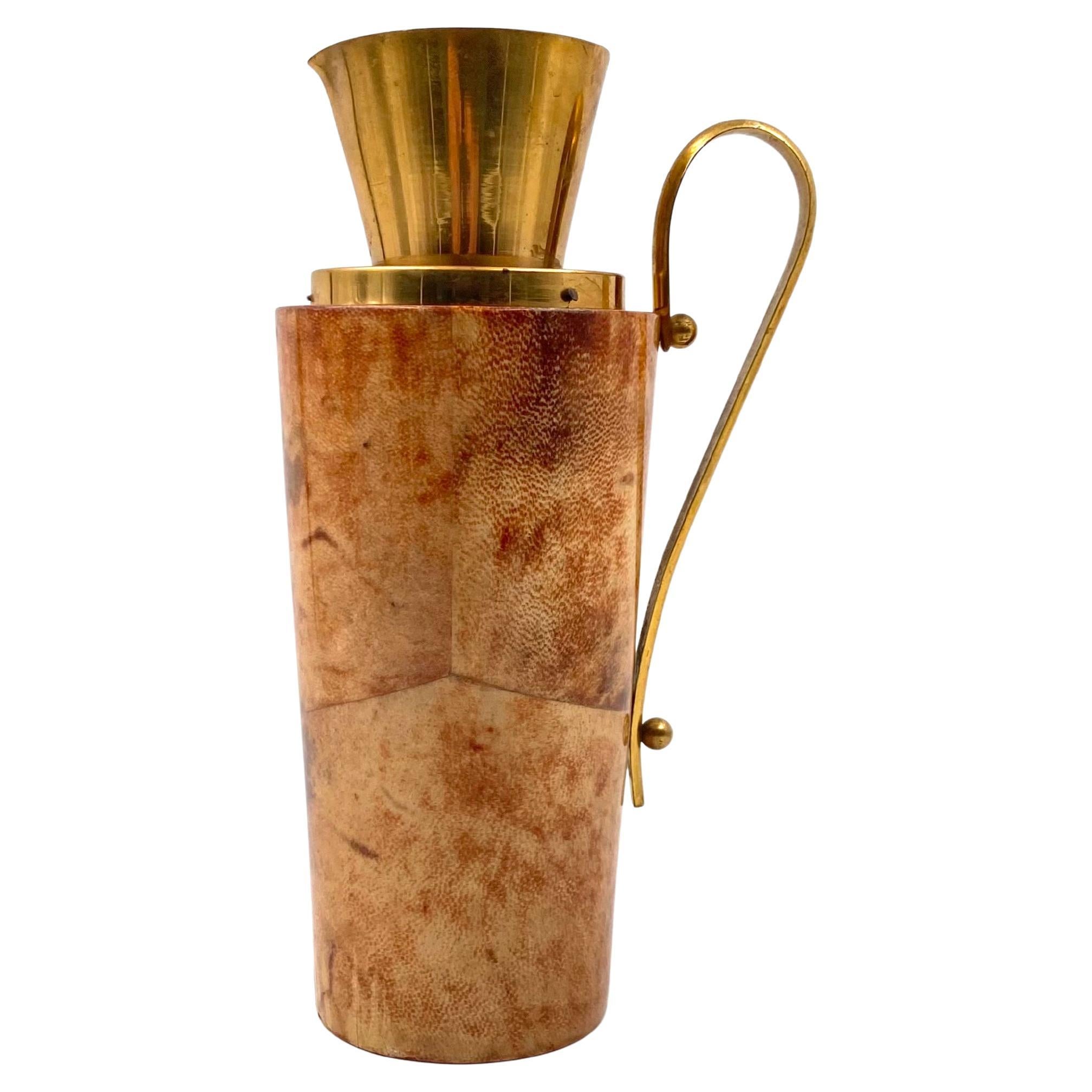 Mid-century parchment Barware thermos, Aldo Tura, Macabo Italy early 1950s For Sale