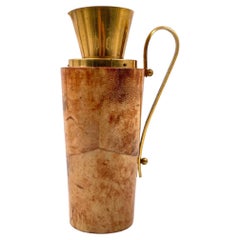 Mid-century parchment Barware thermos, Aldo Tura, Macabo Italy early 1950s