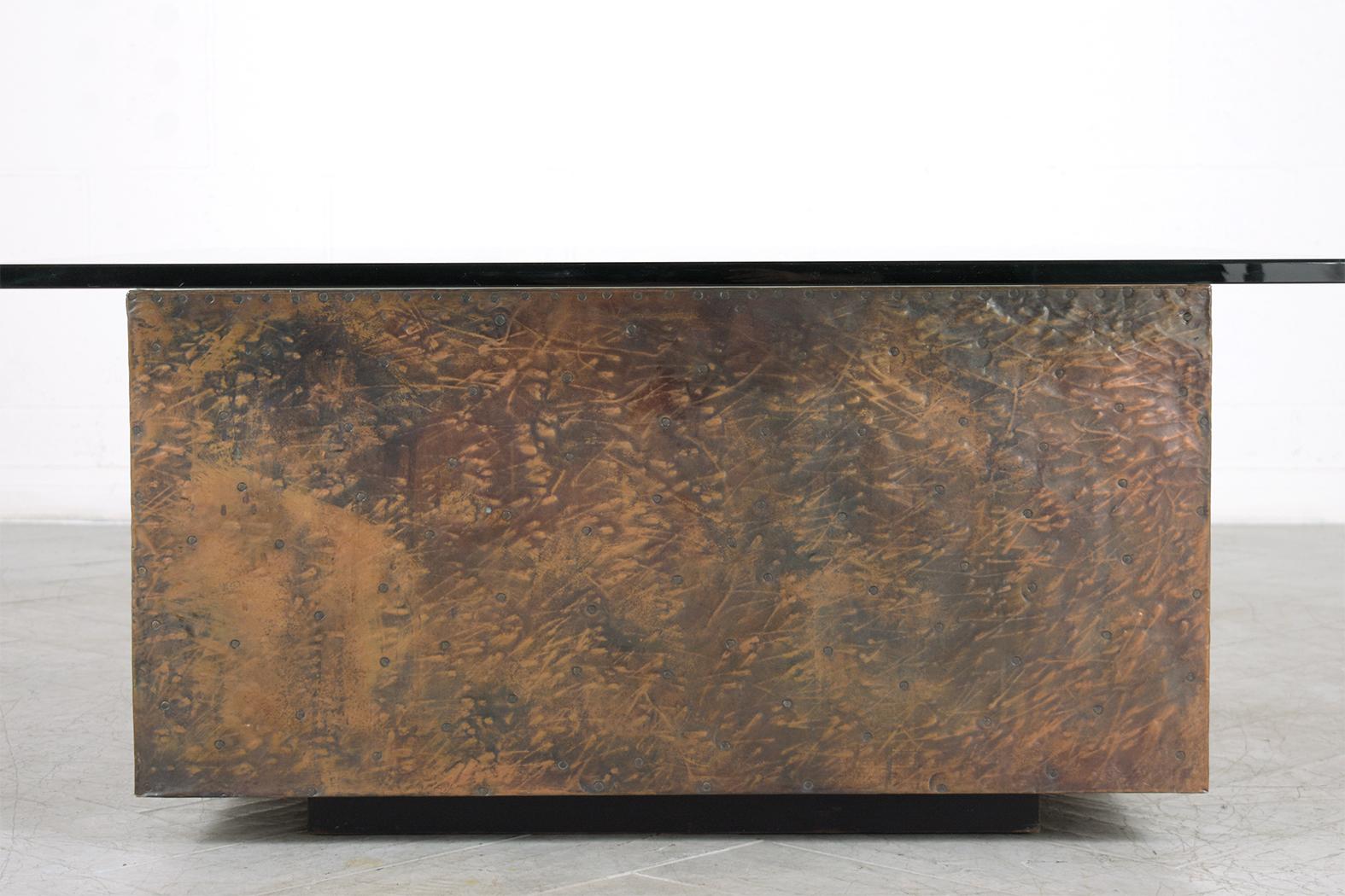Late 20th Century Mid-Century Modern Copper Coffee Table For Sale