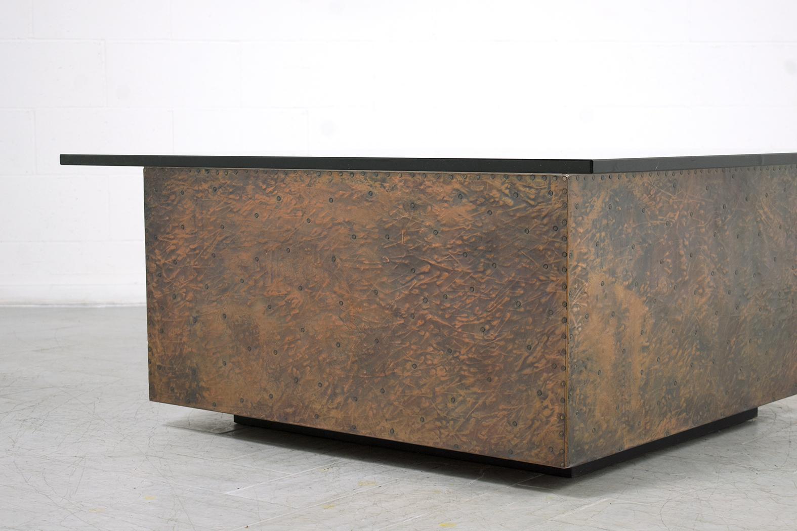 Patinated Mid-Century Modern Copper Coffee Table For Sale