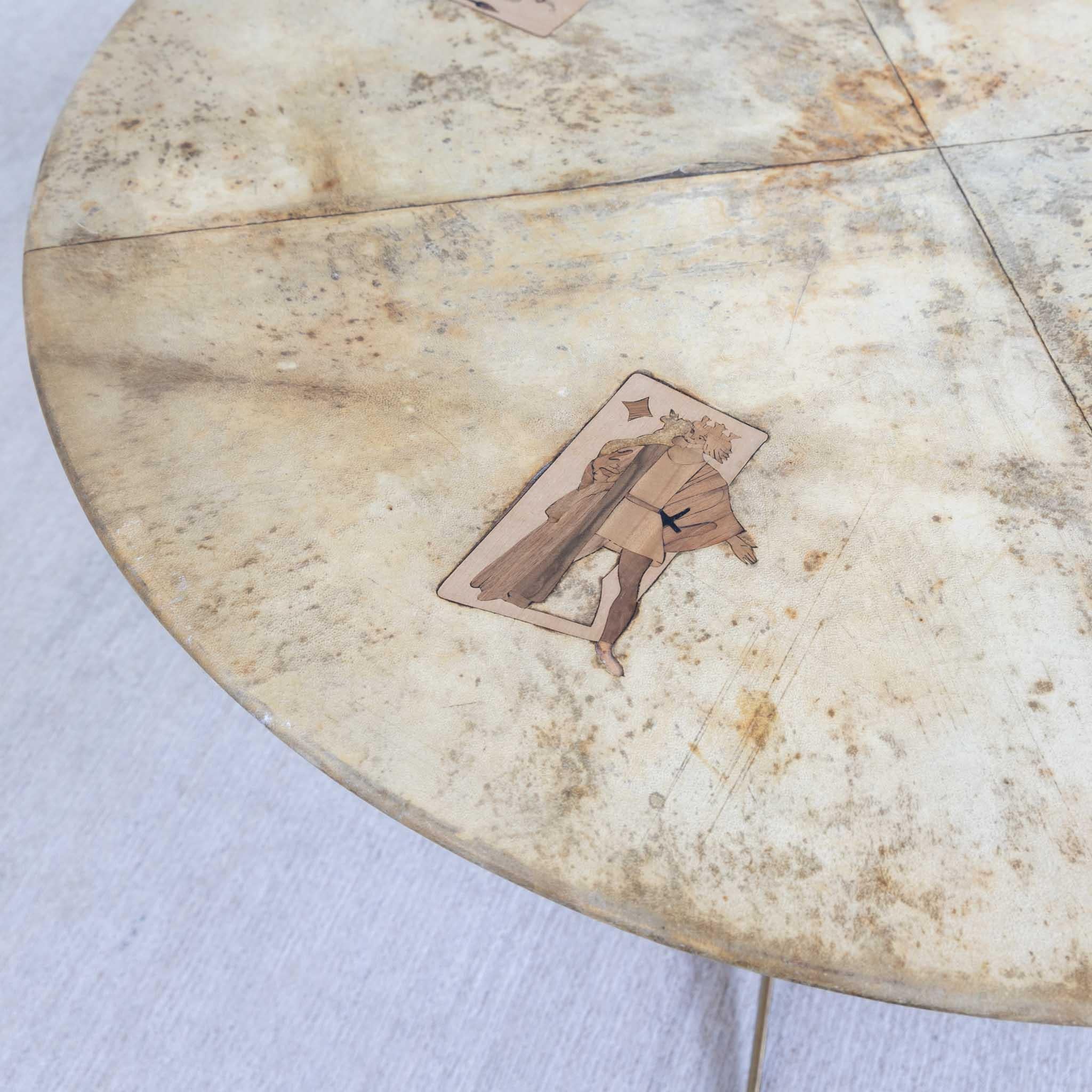 Italian Mid Century Parchment Top Center Table For Sale