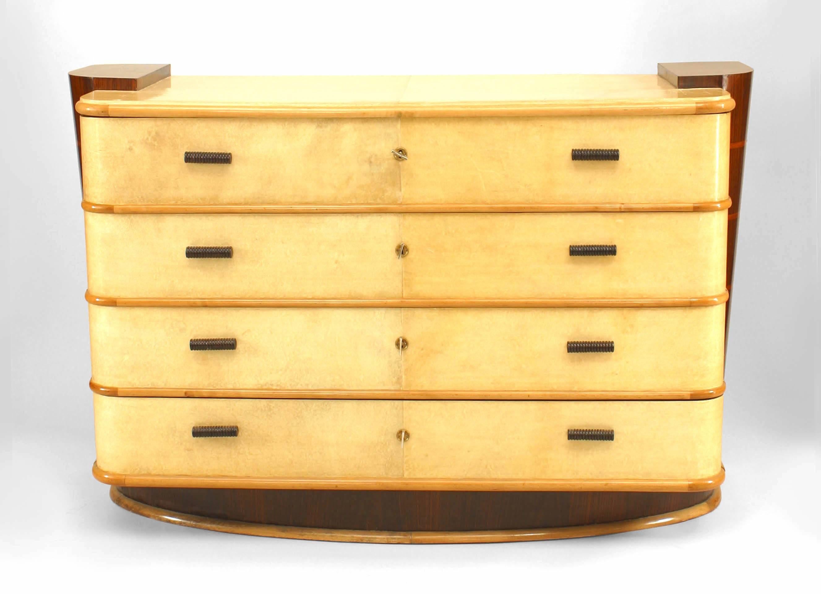 Mid-Century Italian Parchment Veneer Chest, attributed to Borsani In Good Condition In New York, NY