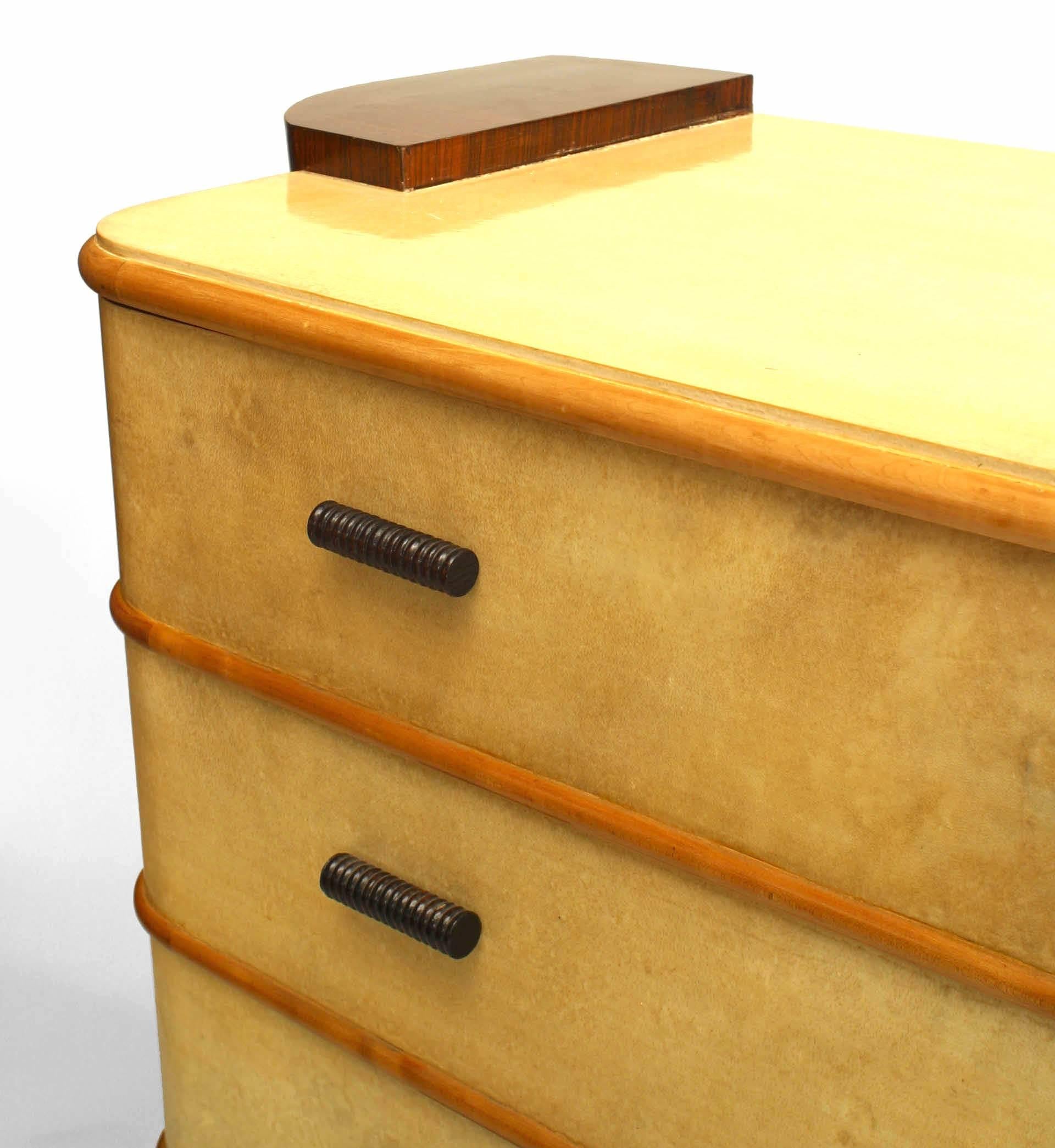 Parchment Paper Mid-Century Italian Parchment Veneer Chest, attributed to Borsani