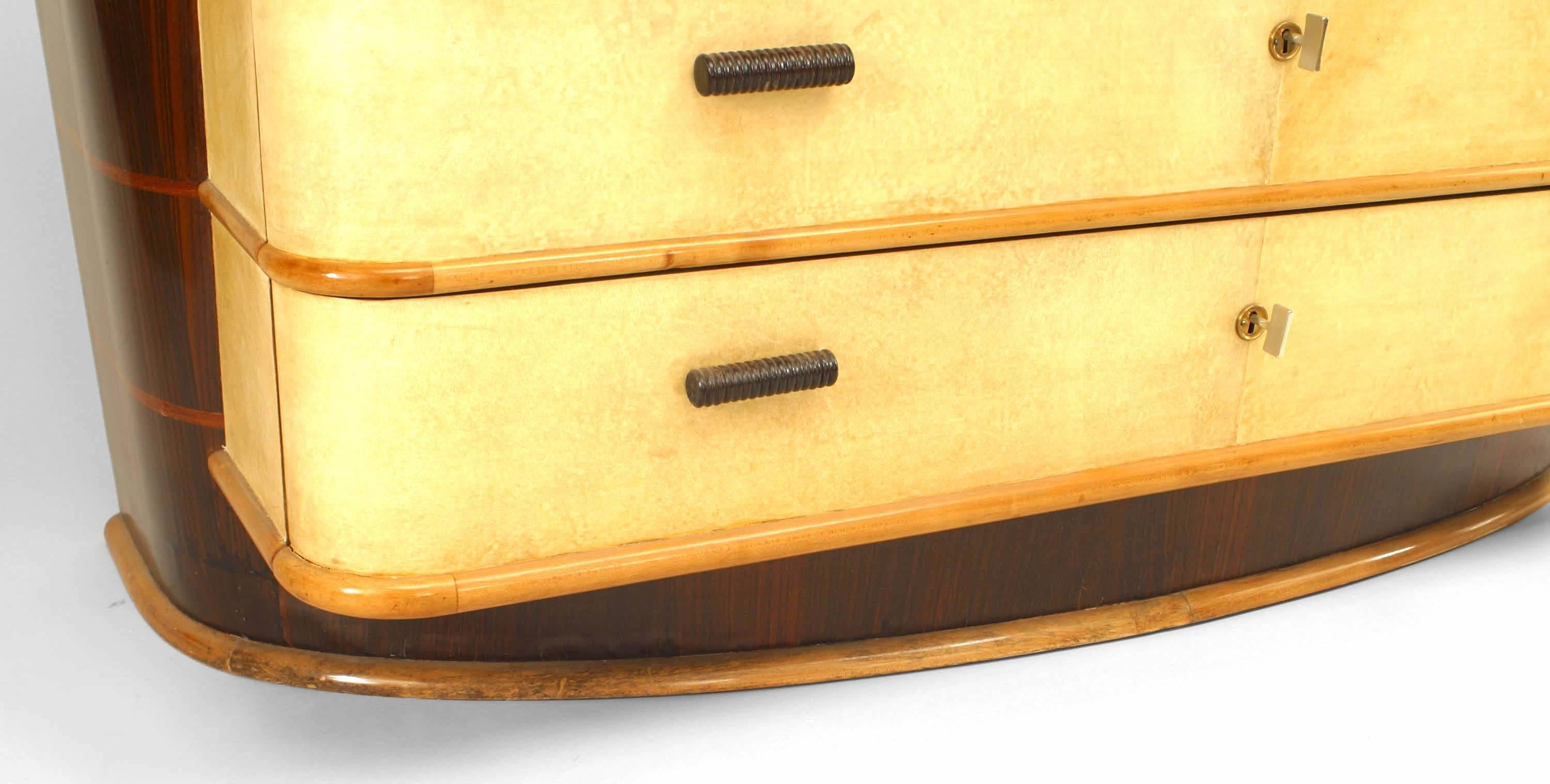 Mid-Century Italian Parchment Veneer Chest, attributed to Borsani 1